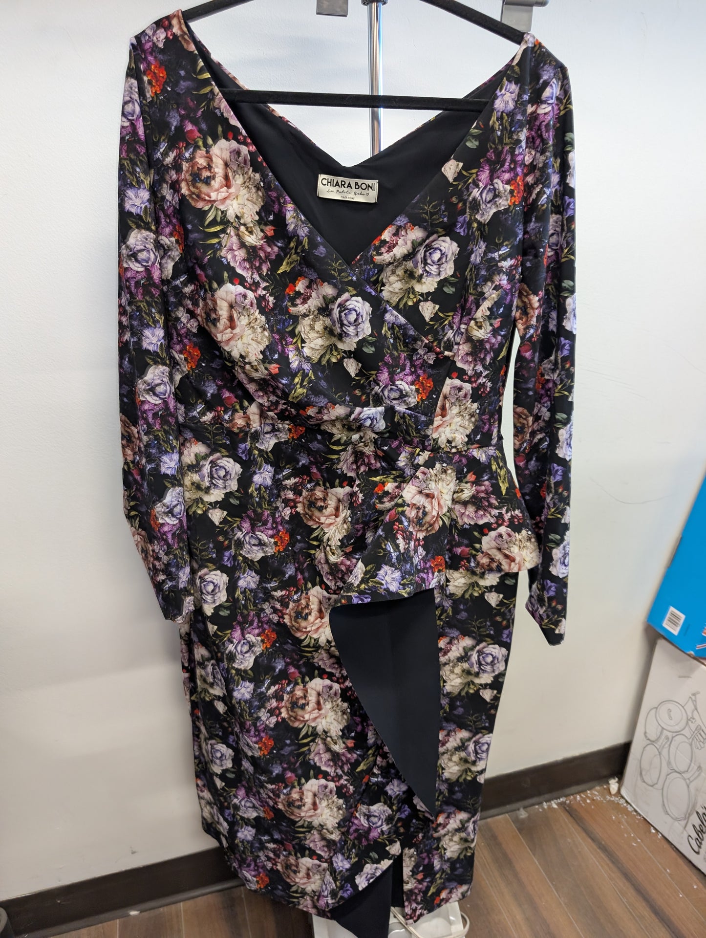 Chiara Boni black floral long sleeve dress
