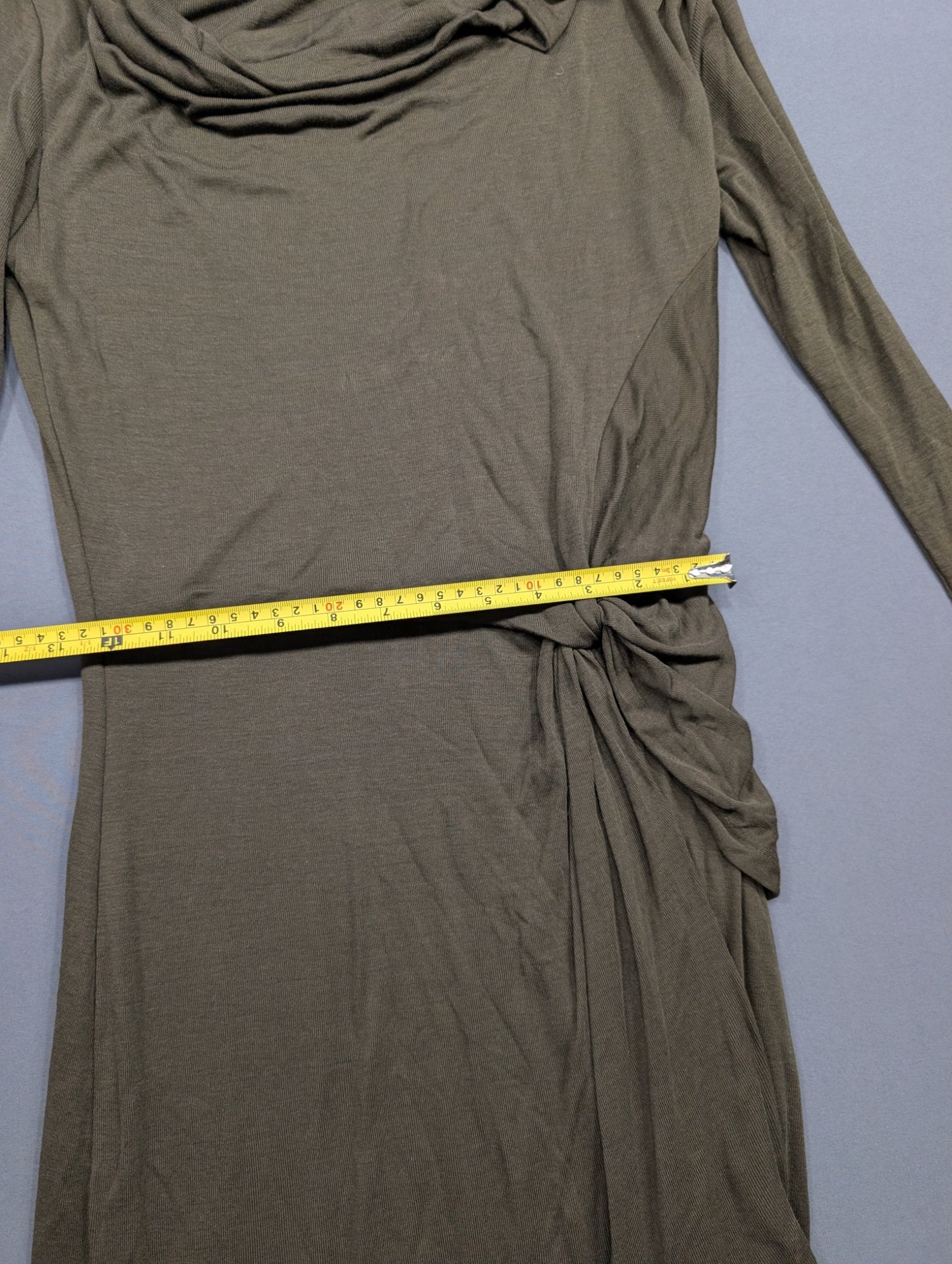 Ted Baker Neyda Khaki Jersey Drape Long Sleeve Mini Dress Sz 0