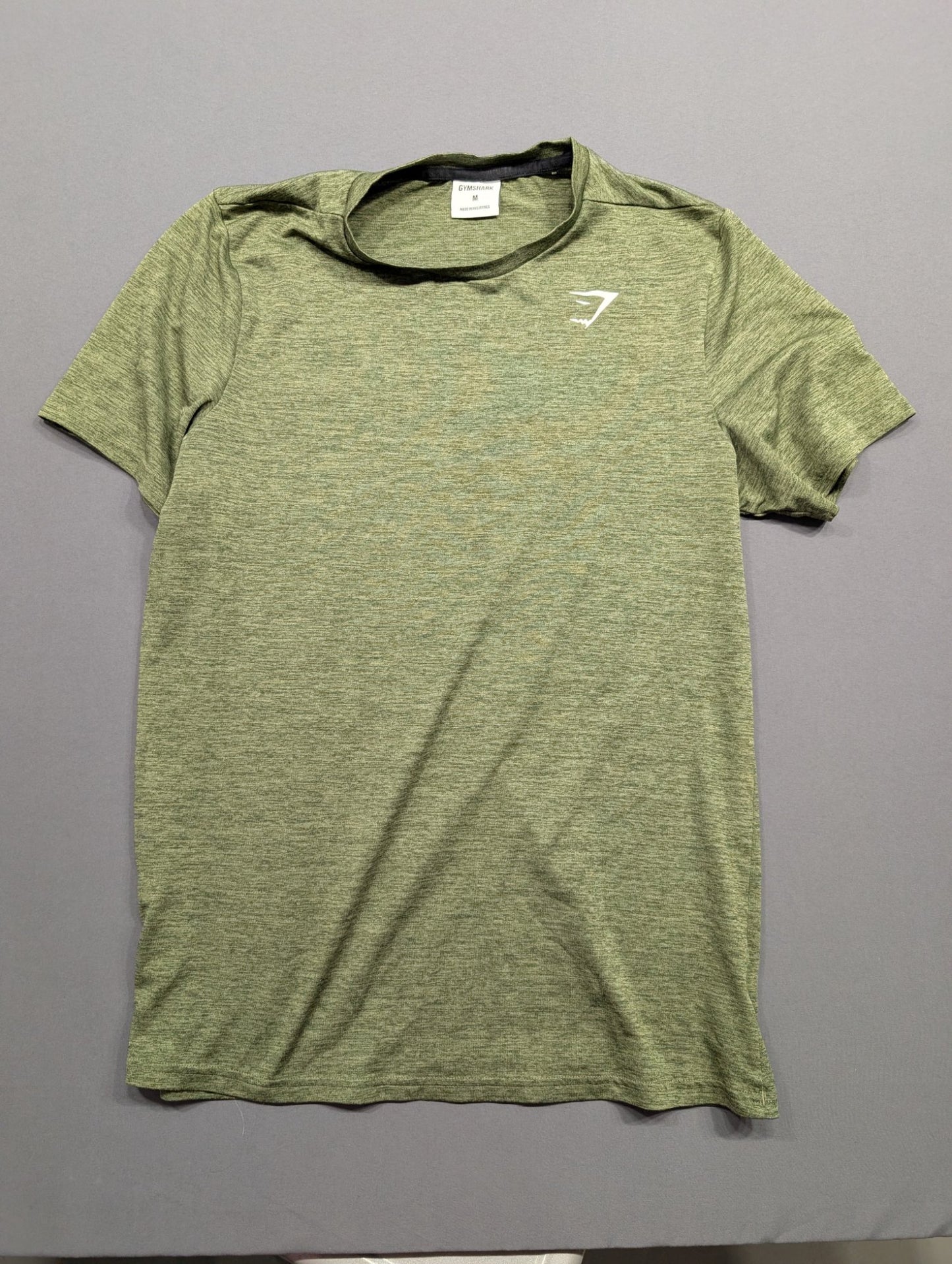 Gymshark Men's Athletic T-Shirt Medium Olive Green Heather Tee
