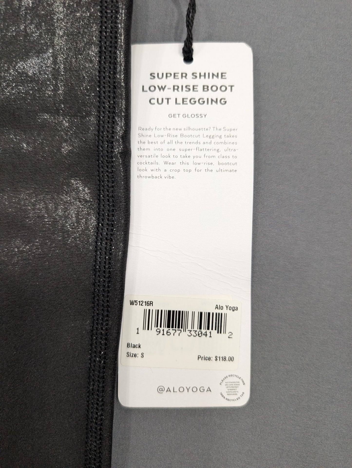 Alo Yoga Super Shine Low-Rise Bootcut Legging Black Size S