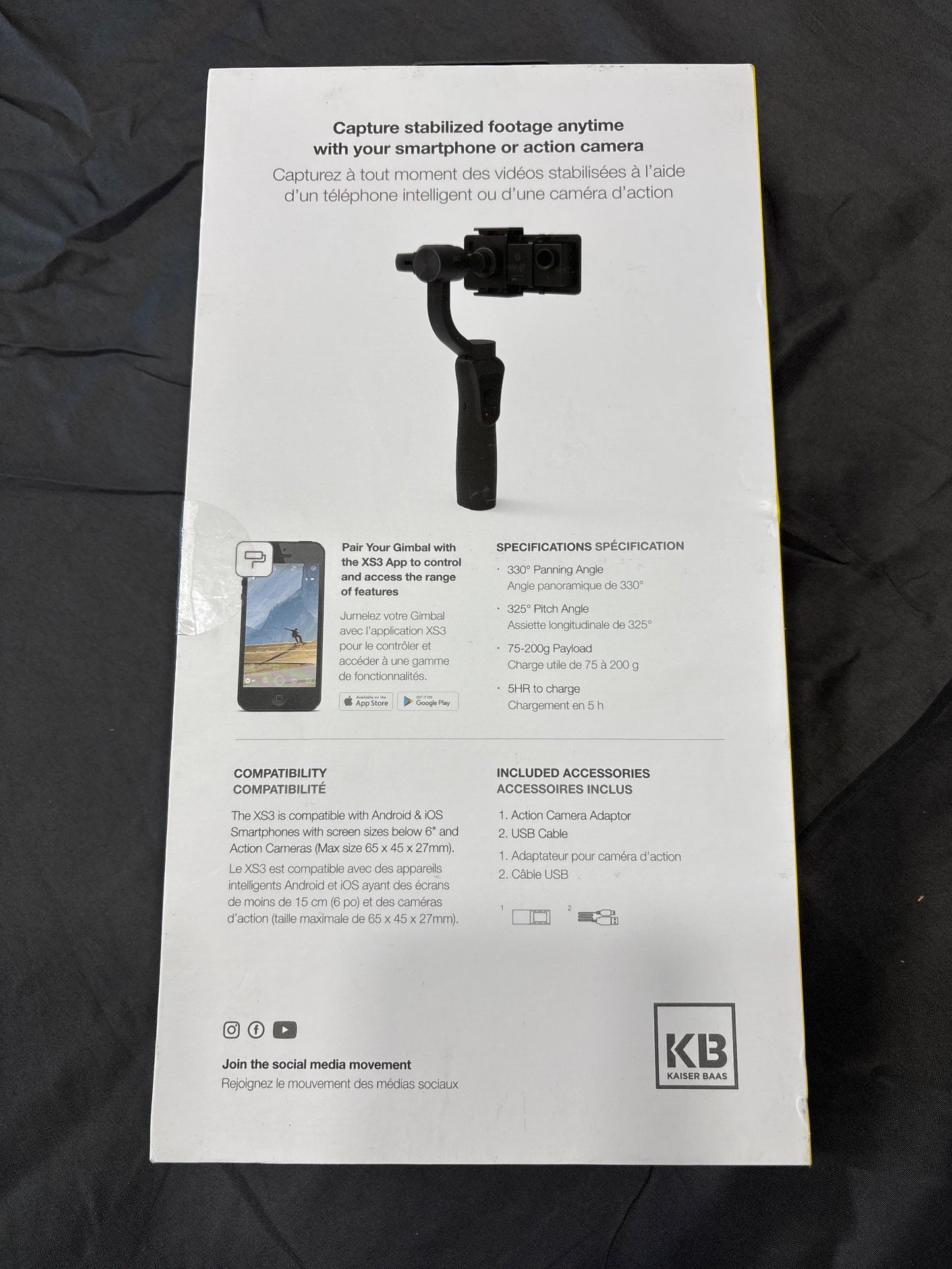 Kaiser Baas XS3 3-Axis Gimbal Stabilizer Smartphone
