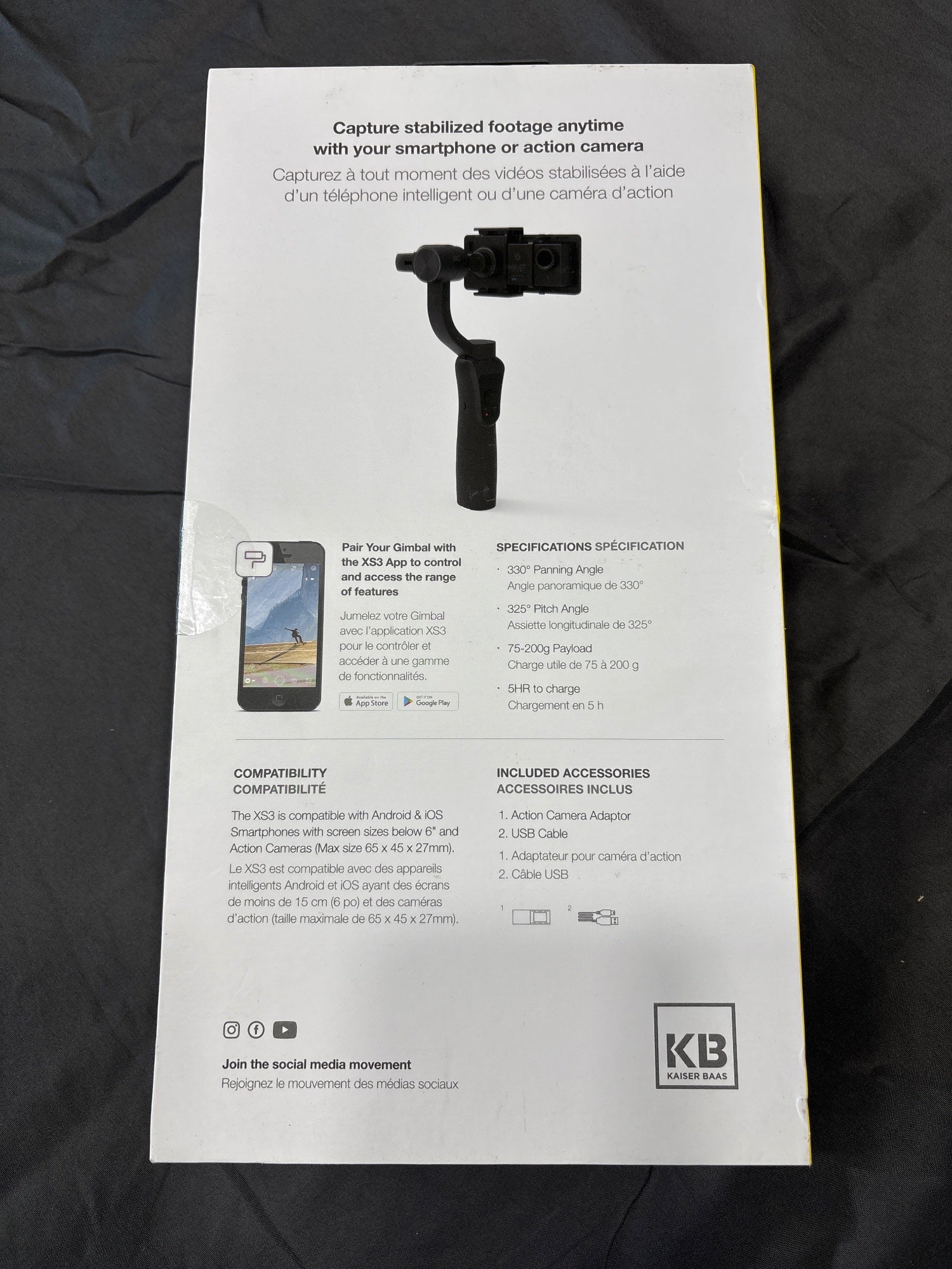 Kaiser Baas XS3 3-Axis Gimbal Stabilizer Smartphone