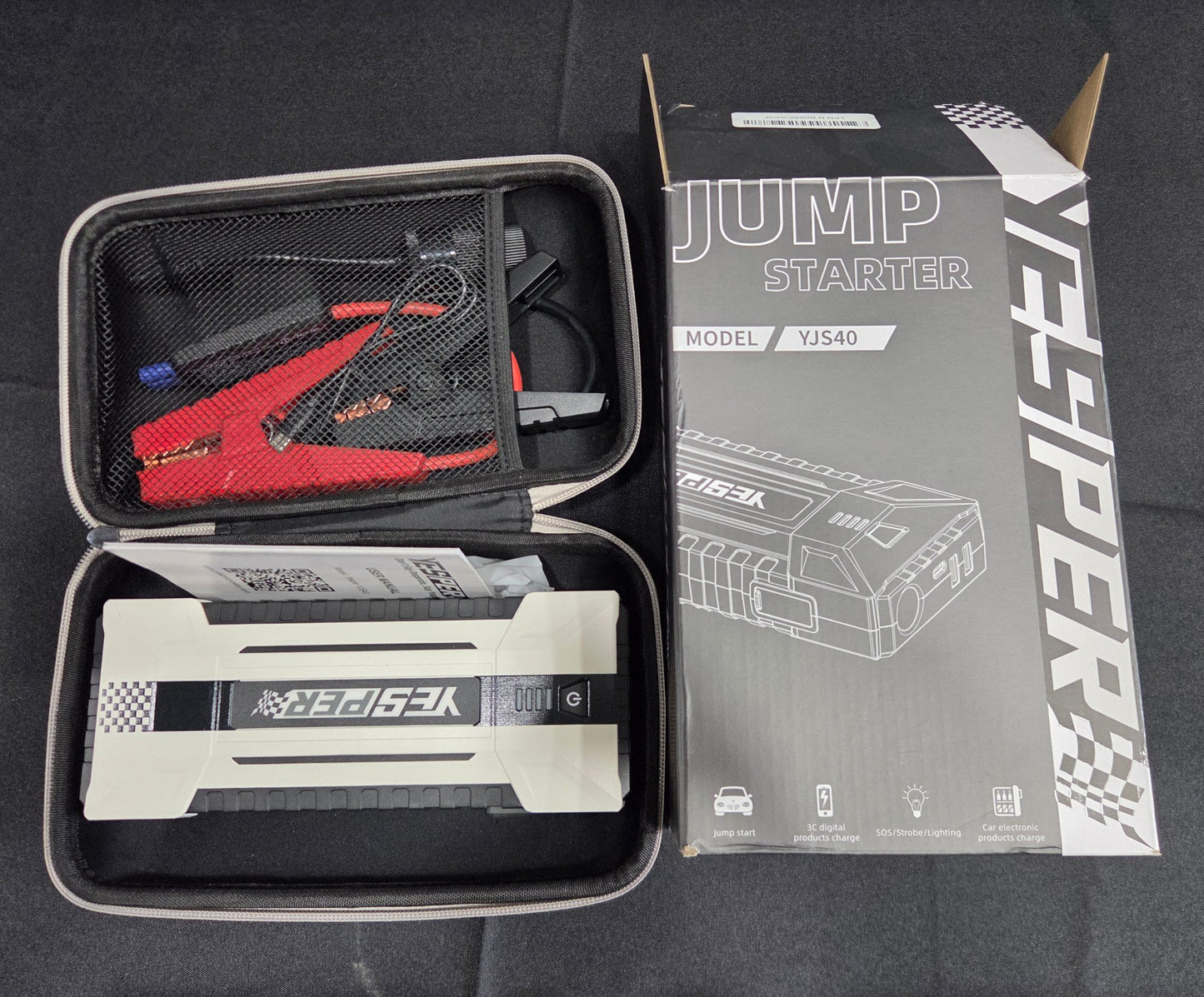 YESPER YJS40 Portable Car Jump Starter 4-Bar LED Battery Pack