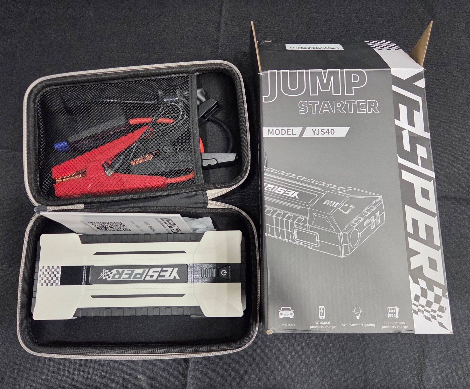 YESPER YJS40 Portable Car Jump Starter 4-Bar LED Battery Pack