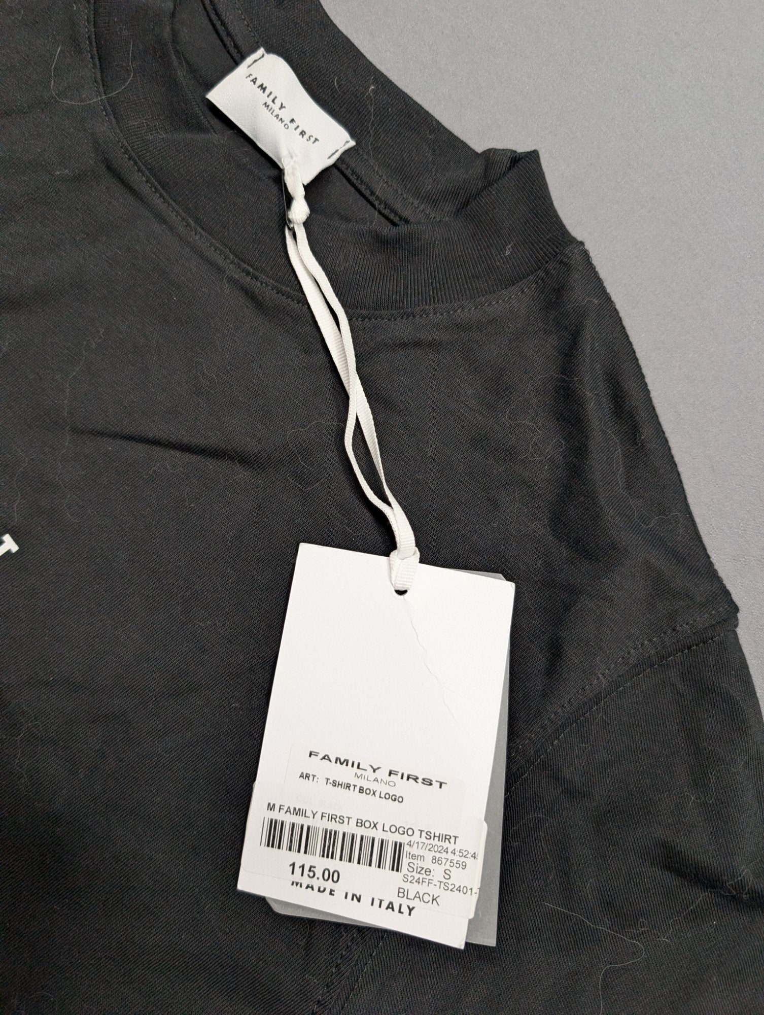 Family First Milano Box Logo T-Shirt Black S Made in Italy