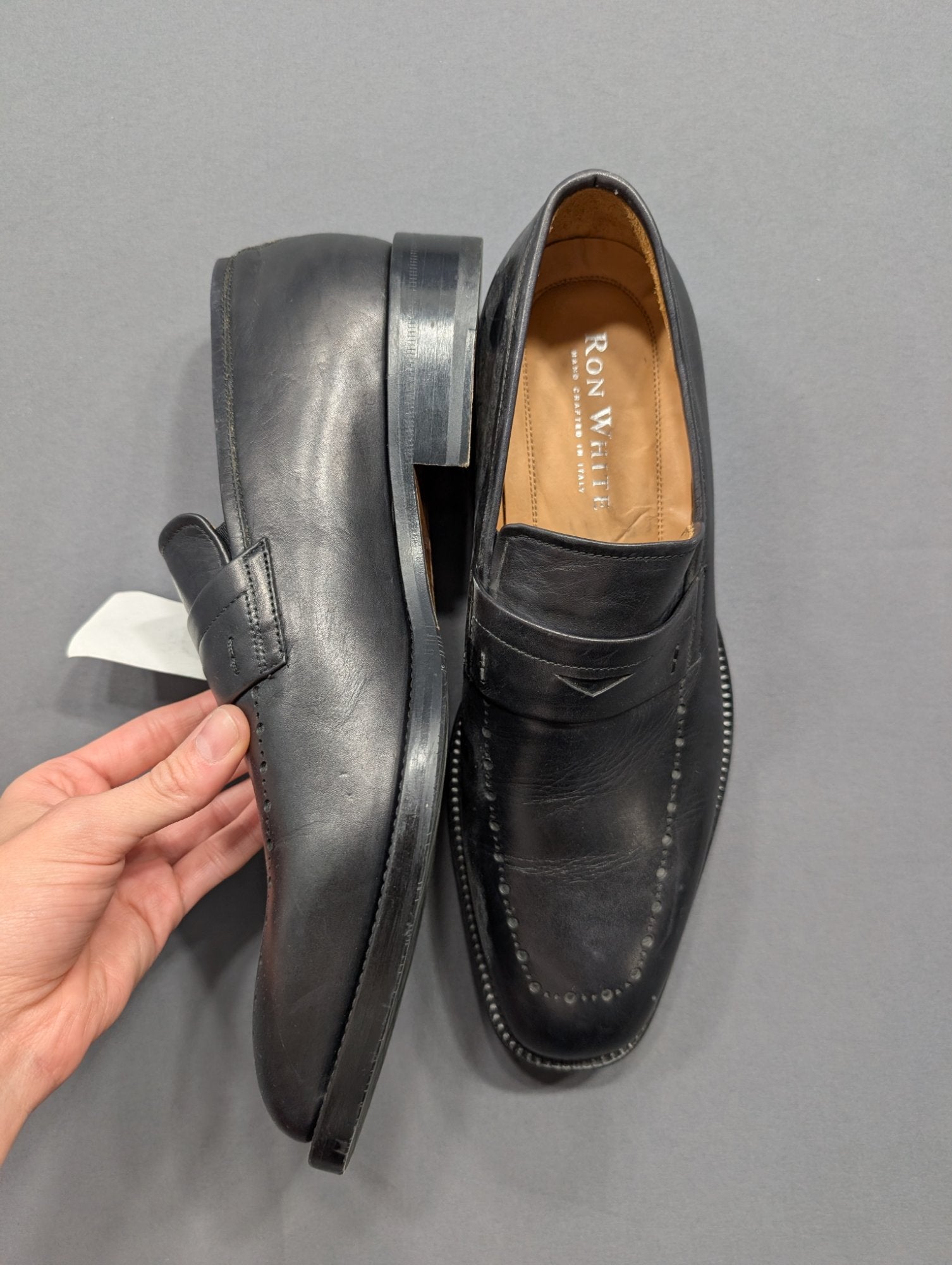 Ron White Cuoio Black Leather Penny Loafer Men's Dress Shoe Size 8