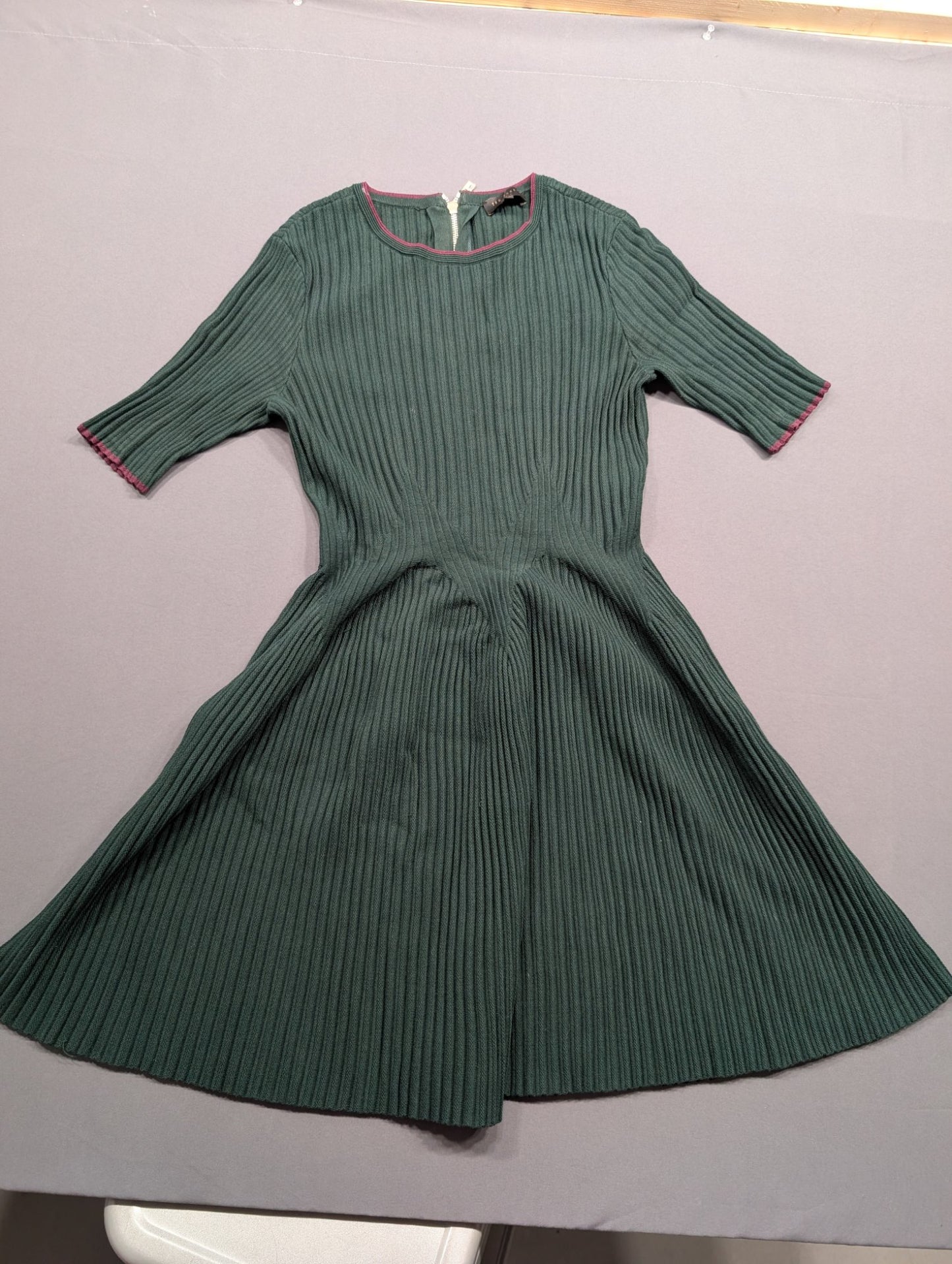 Ted Baker London Green Ribbed Knit Skater Dress Size 2 (US S)