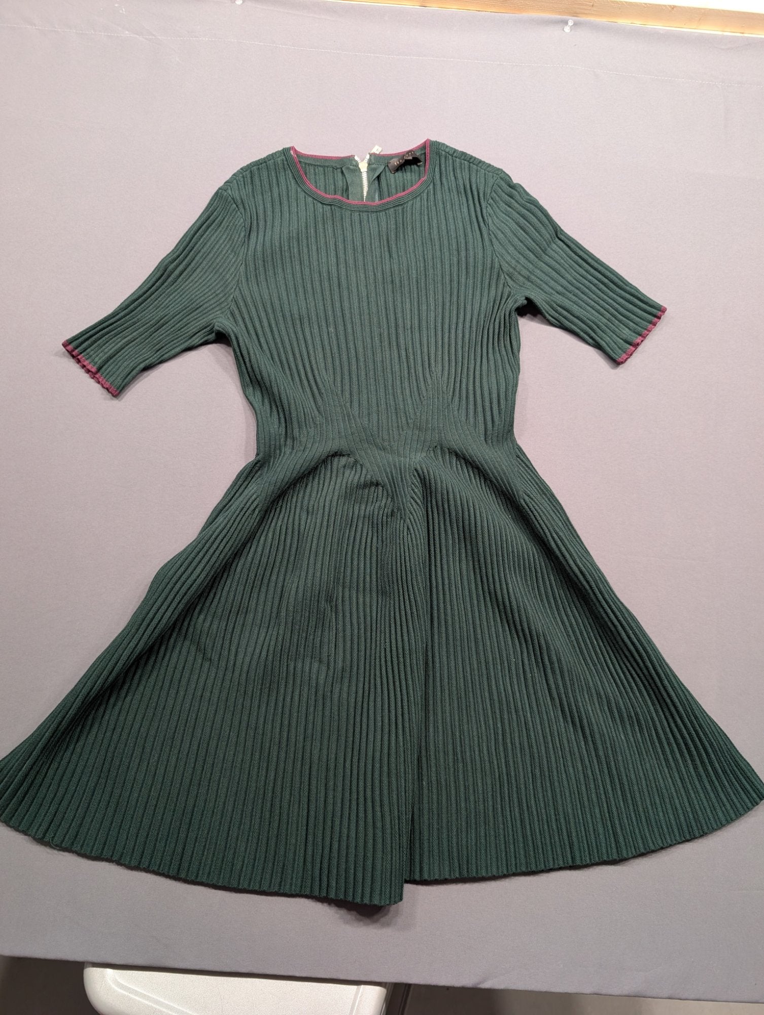 Ted Baker London Green Ribbed Knit Skater Dress Size 2 (US S)