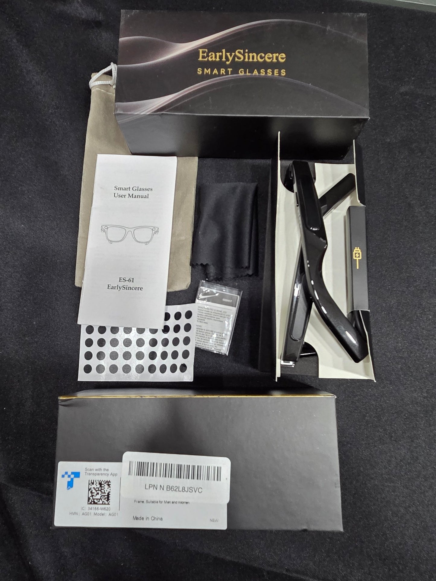 EarlySincere ES-61 Smart Glasses Bluetooth Audio Open Box