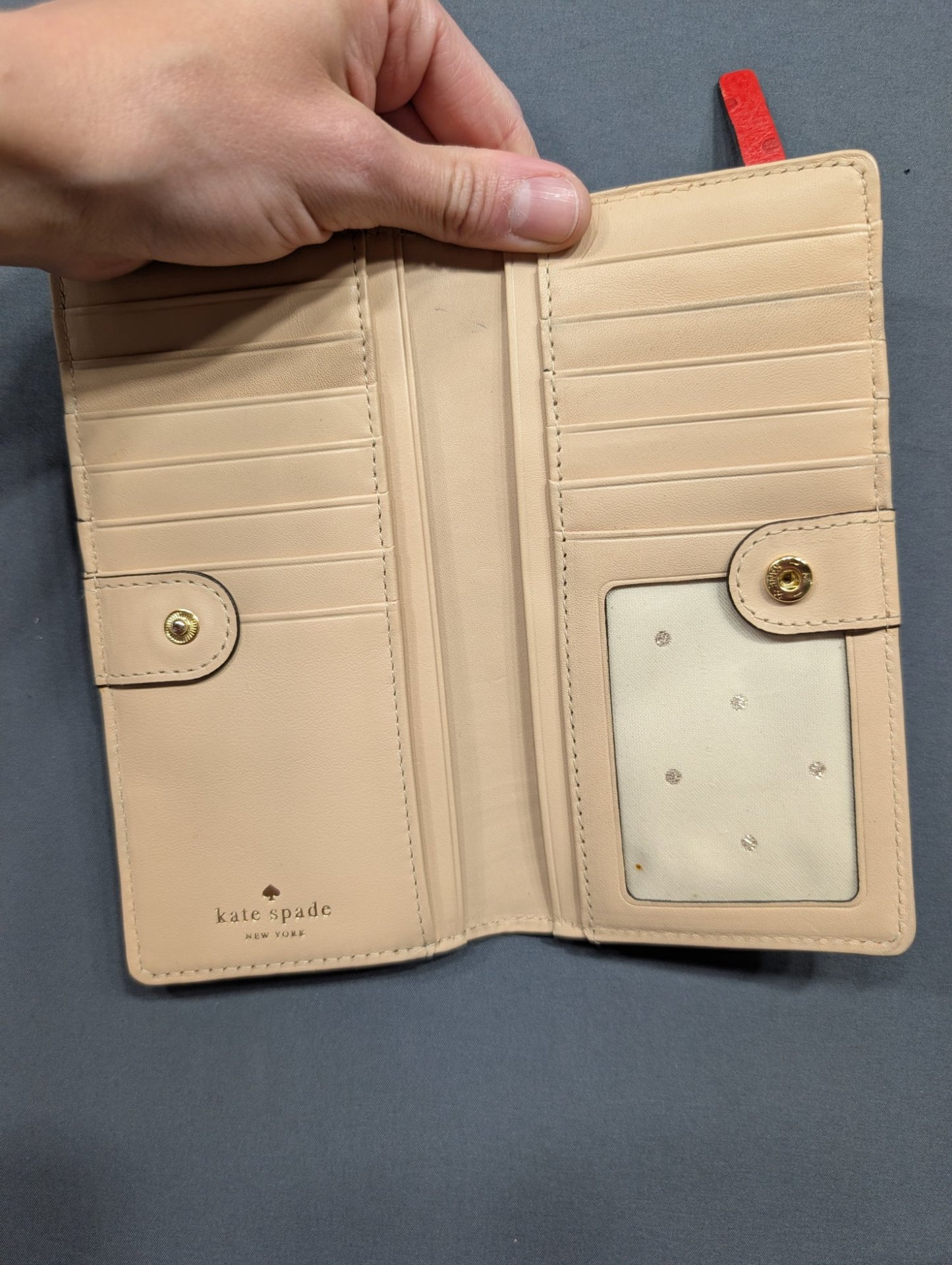 Kate Spade NY Red Ostrich Embossed Leather Bifold Wallet Wristlet