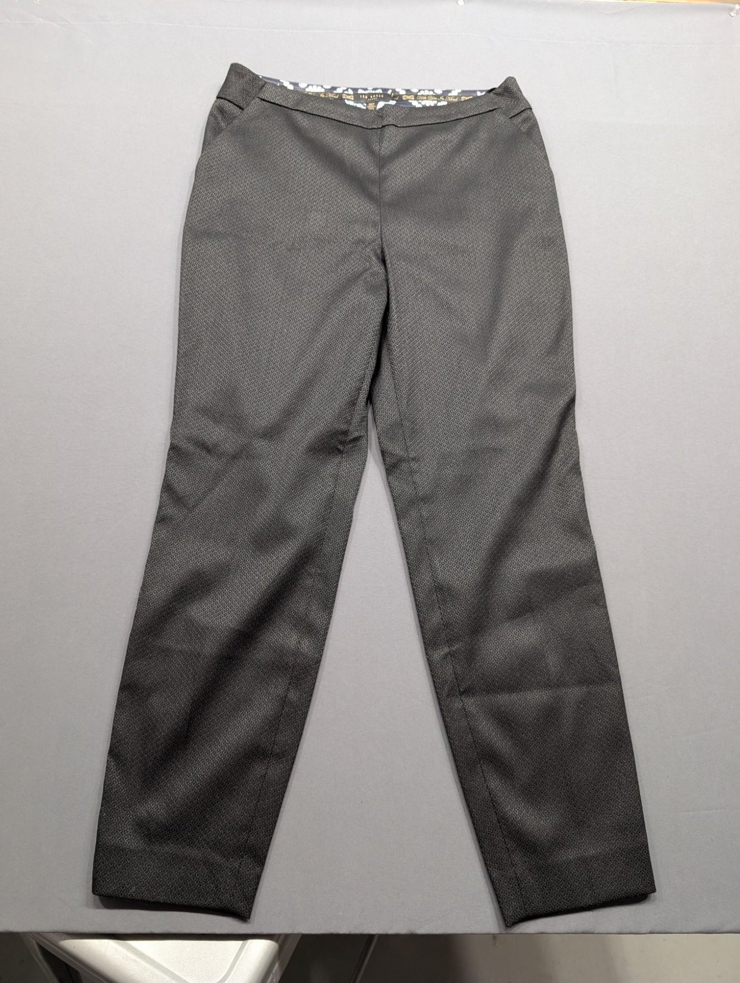 Ted Baker London Women's Black Slim Trousers Sz 3 (US 8) Jacquard