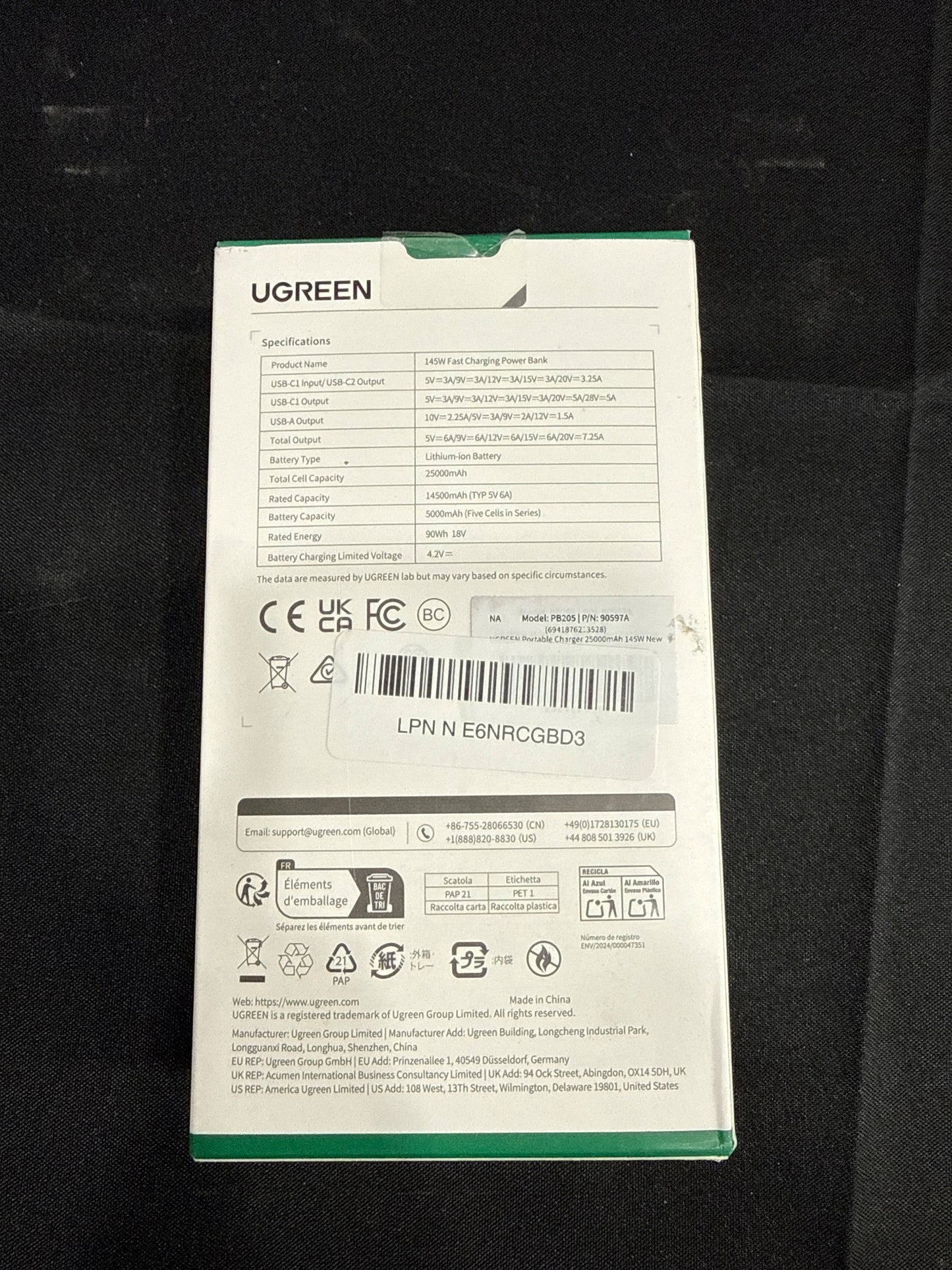 UGREEN 145W 25000mAh Power Bank Fast Charging PB205 Portable