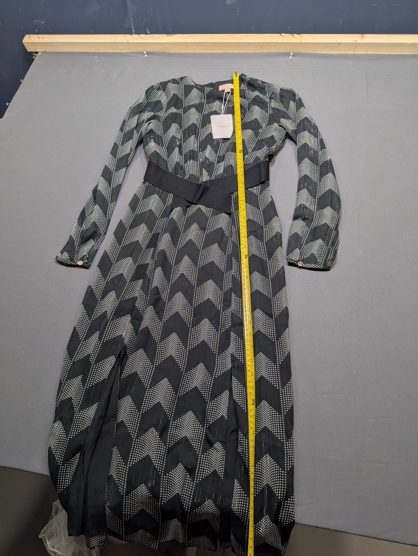 Ted Baker London Women's Maxi Dress Geometric Print Belted Size 0
