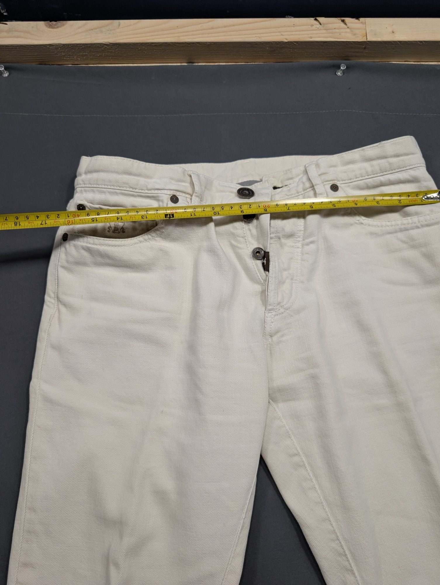 Brunello Cucinelli White Denim Jeans 100% Cotton Button Fly