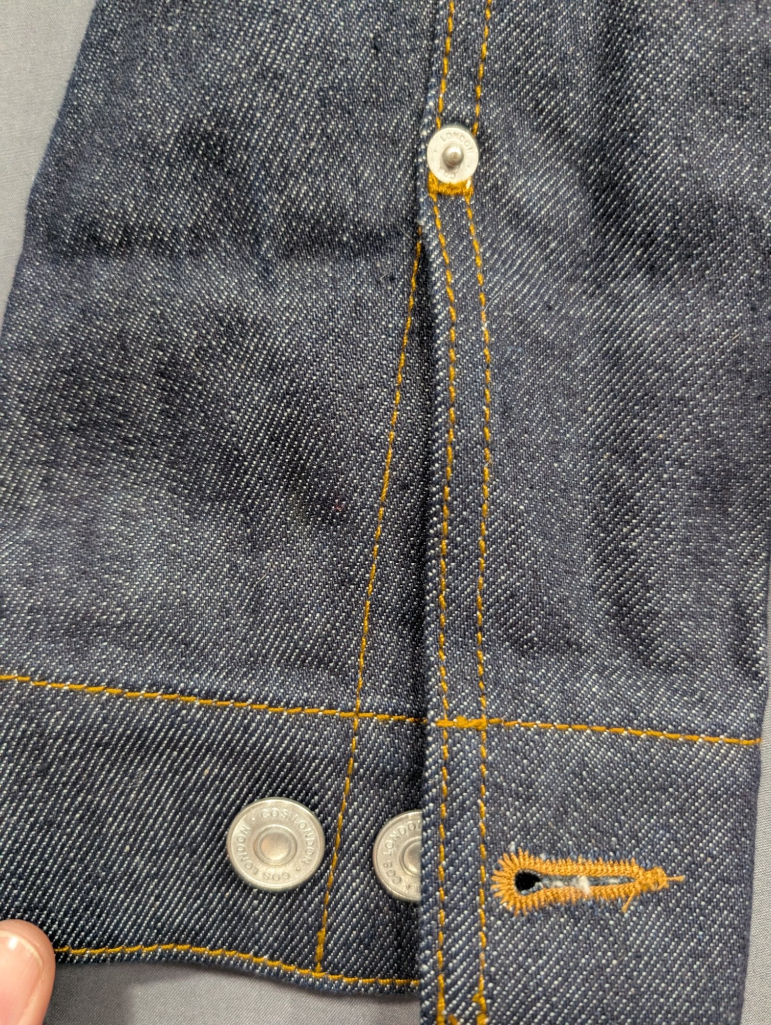 COS Raw Selvedge Denim Trucker Jacket Dark Indigo Blue XL