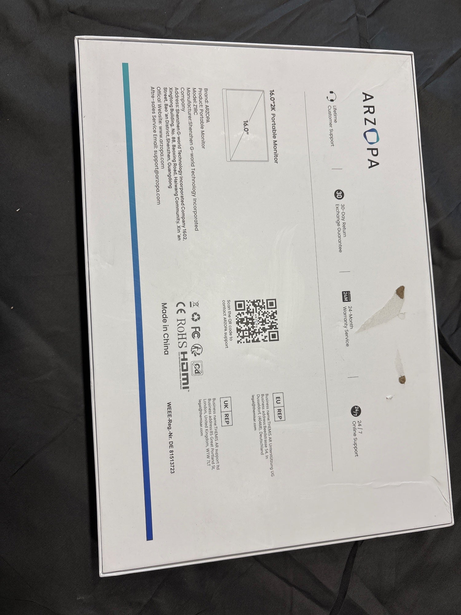 ARZOPA Z1RC 16" 2.5K Portable Monitor IPS HDR USB-C HDMI