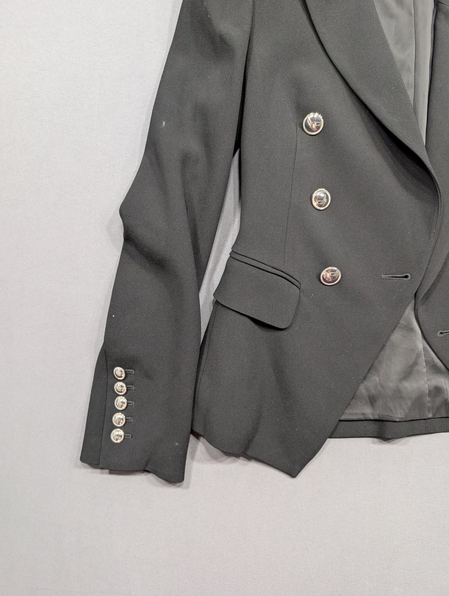 Babaton Black Double-Breasted Blazer Silver Buttons Size 0