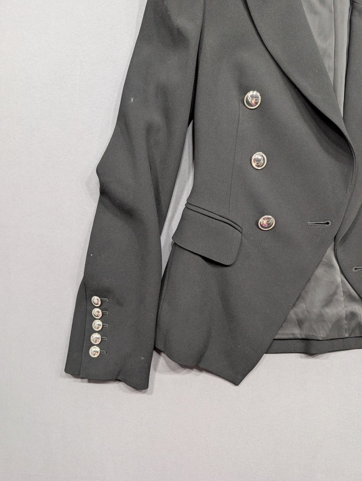 Babaton Black Double-Breasted Blazer Silver Buttons Size 0
