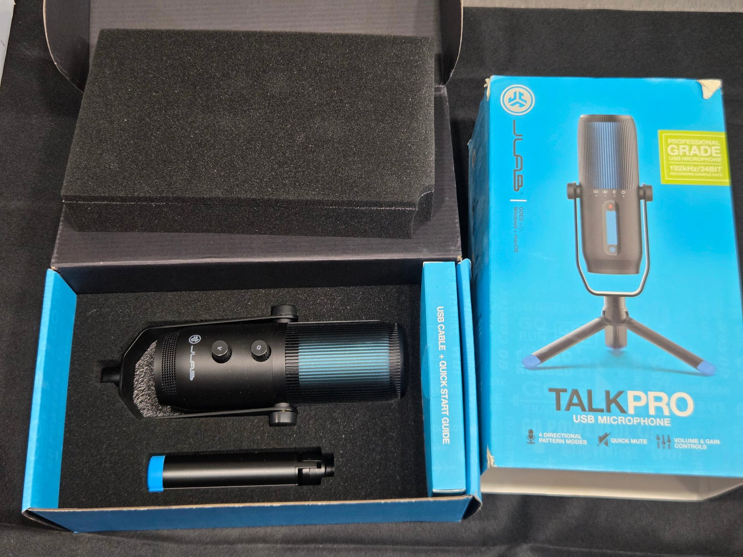 JLab Talk Pro USB Microphone 192kHz/24Bit 4 Pattern Modes Open Box
