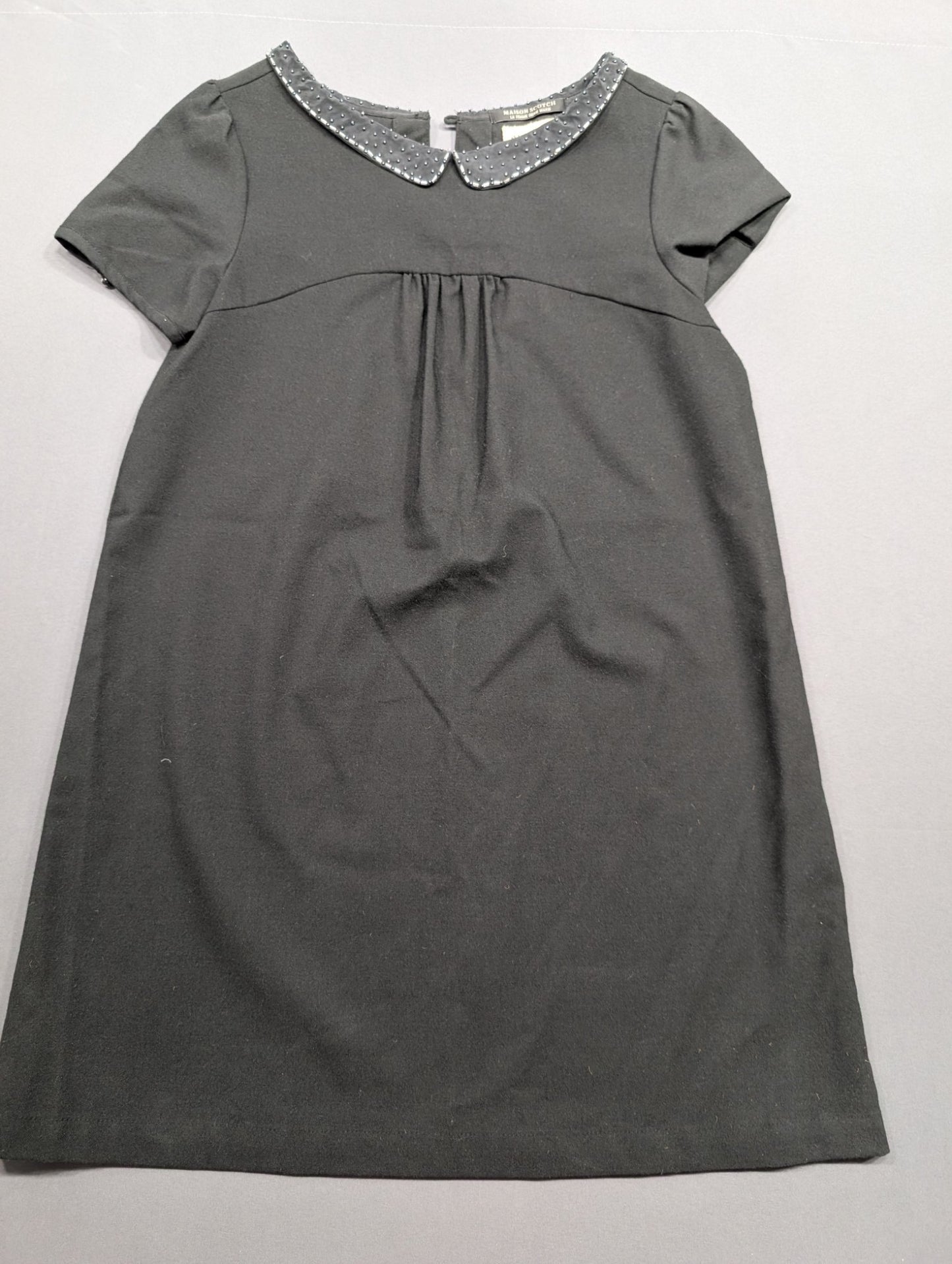 Maison Scotch Black Mini Dress Beaded Peter Pan Collar Size 1
