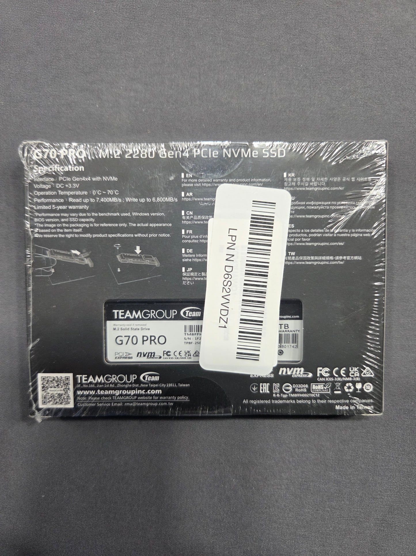 T-Force G70 Pro 1TB M.2 2280 PCIe Gen4 NVMe SSD w/ Heatsink