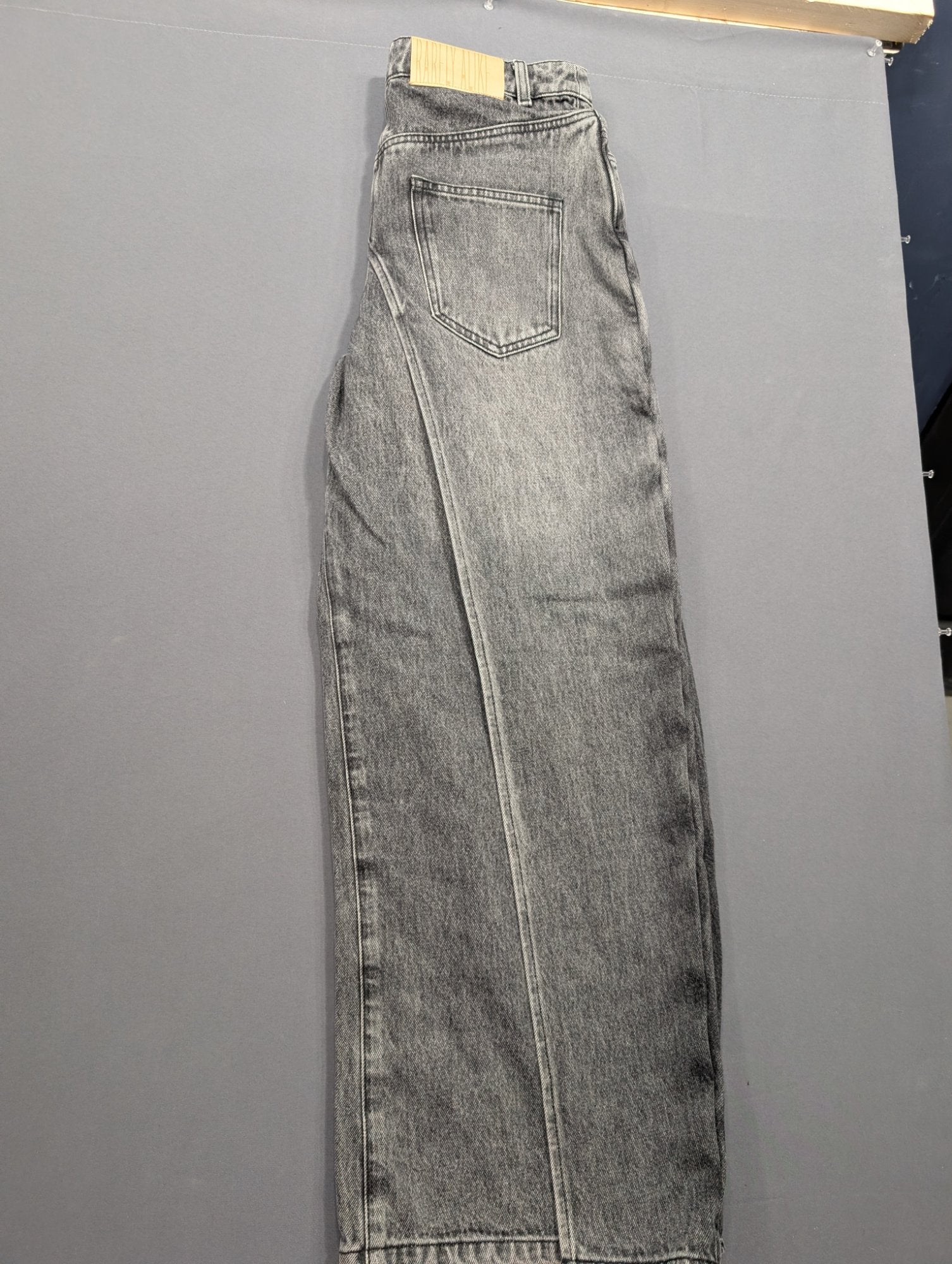 Rarely Alike Grey Wide Leg Baggy Jeans Size M Acid Wash Denim