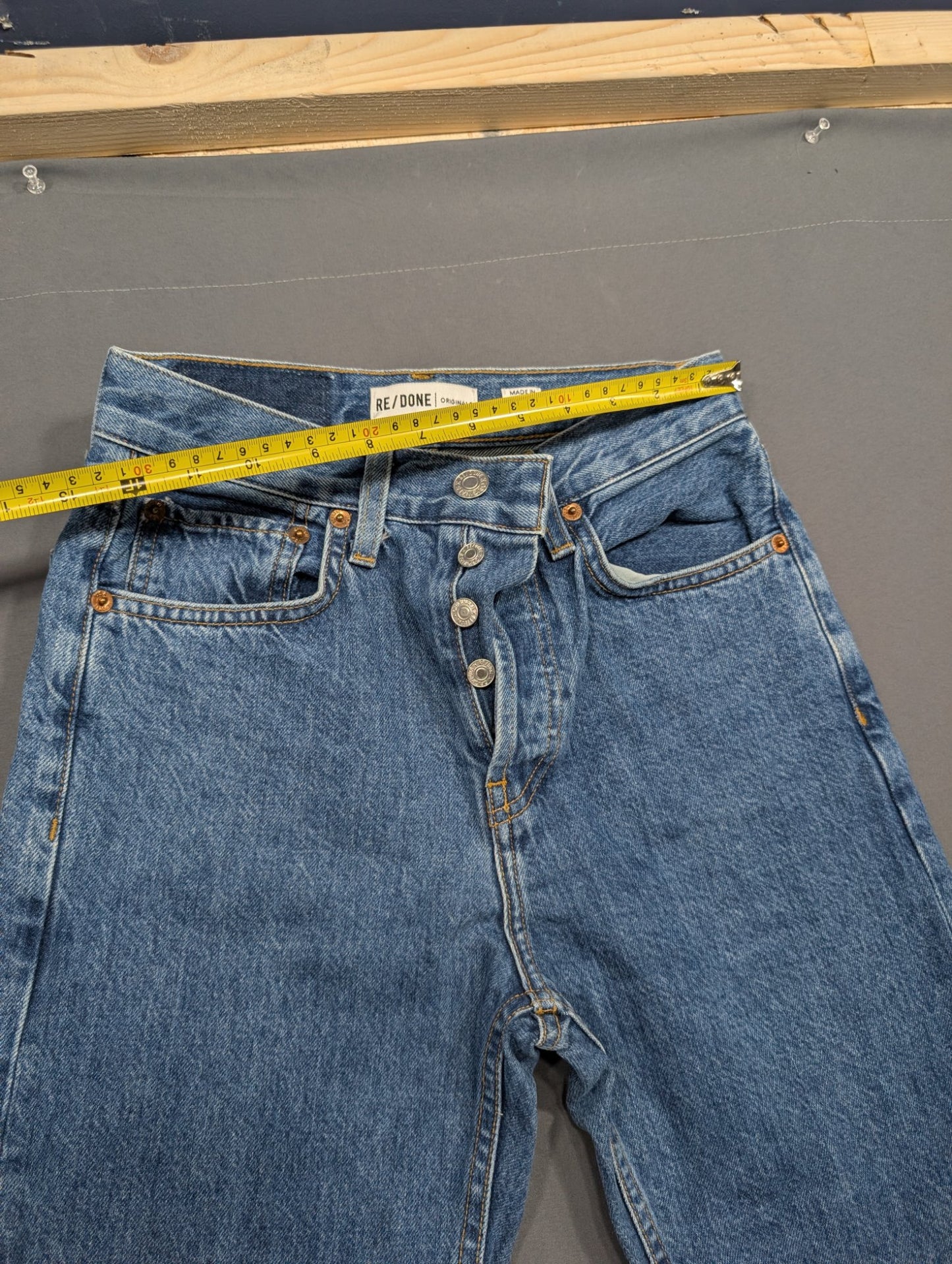 Re/Done Originals Women's Straight Leg Jeans Size 24 Medium Wash