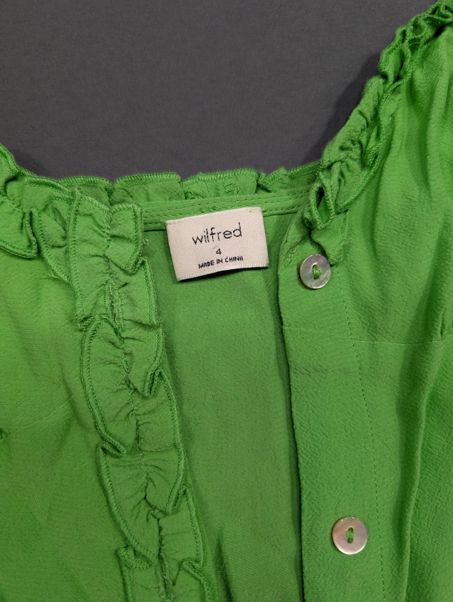 Wilfred Green Ruffle Button-Front Midi Dress Size 4 Sundress
