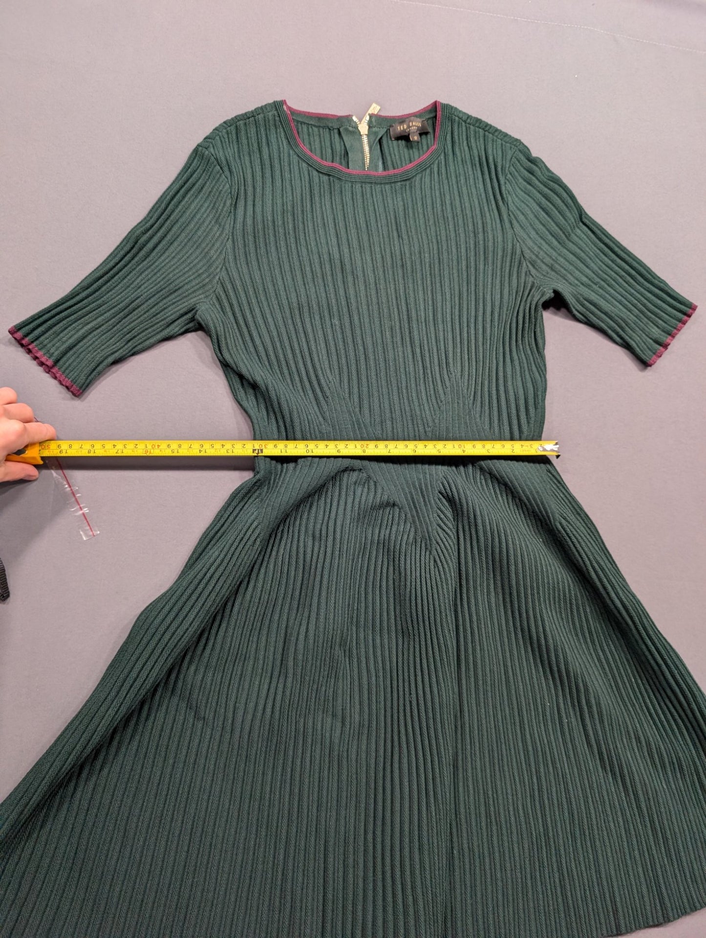 Ted Baker London Green Ribbed Knit Skater Dress Size 2 (US S)