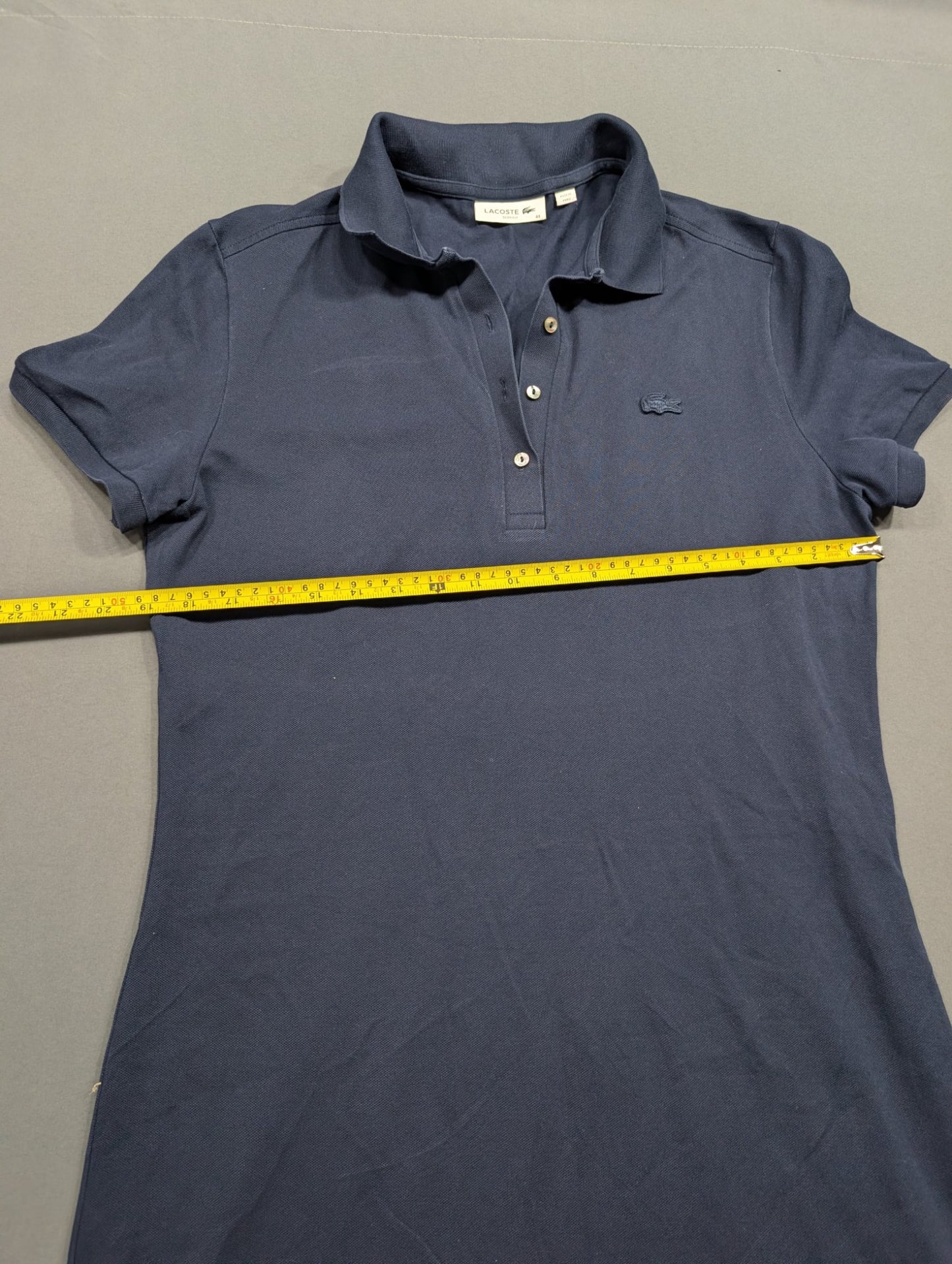 Lacoste Slim Fit Navy Polo Dress Size 44 Short Sleeve Piqué