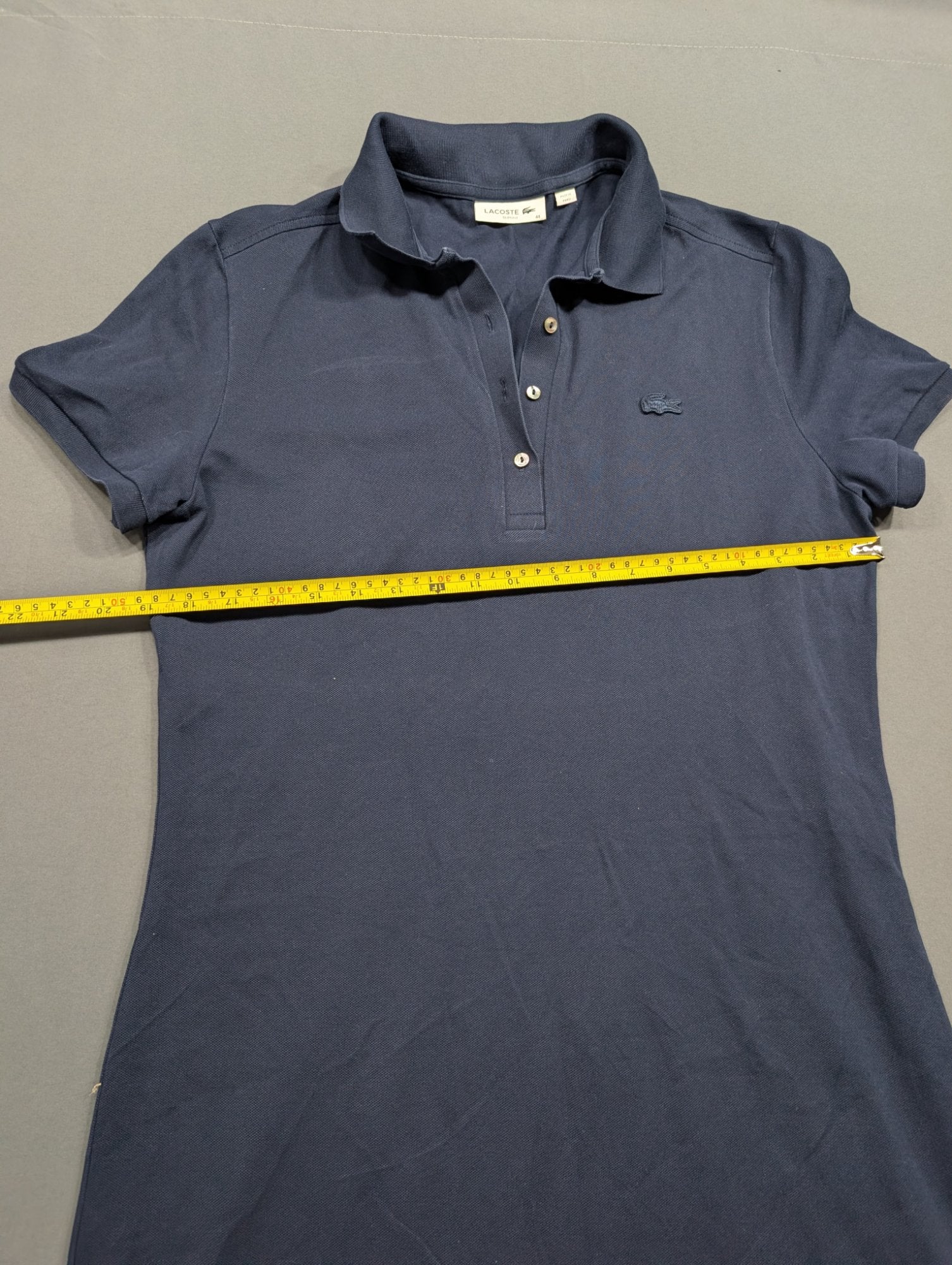 Lacoste Slim Fit Navy Polo Dress Size 44 Short Sleeve Piqué