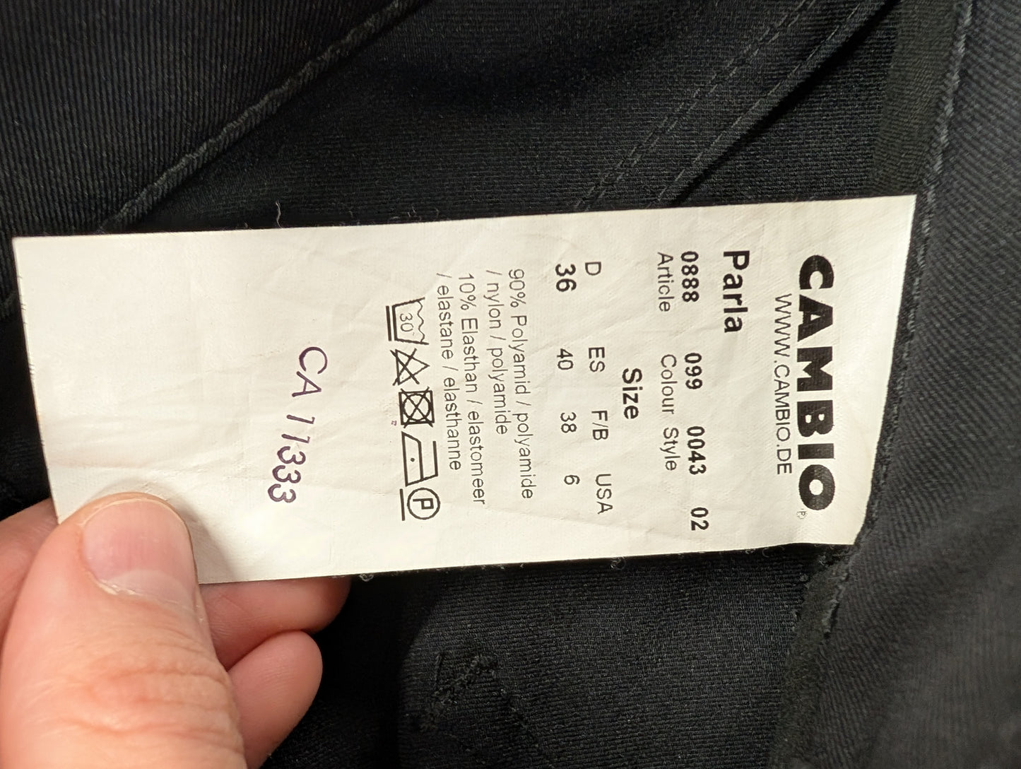 Cambio Parla Black Pants, Size 6 US (40 EU)