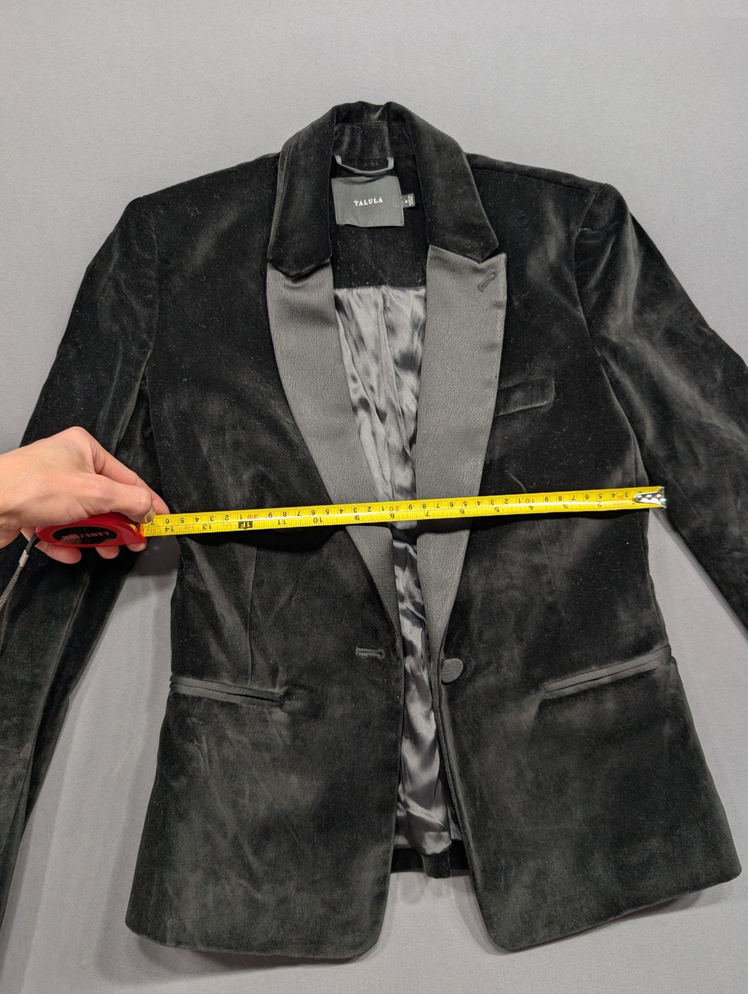 Talula Black Velvet Tuxedo Blazer Size 0 Satin Lapel