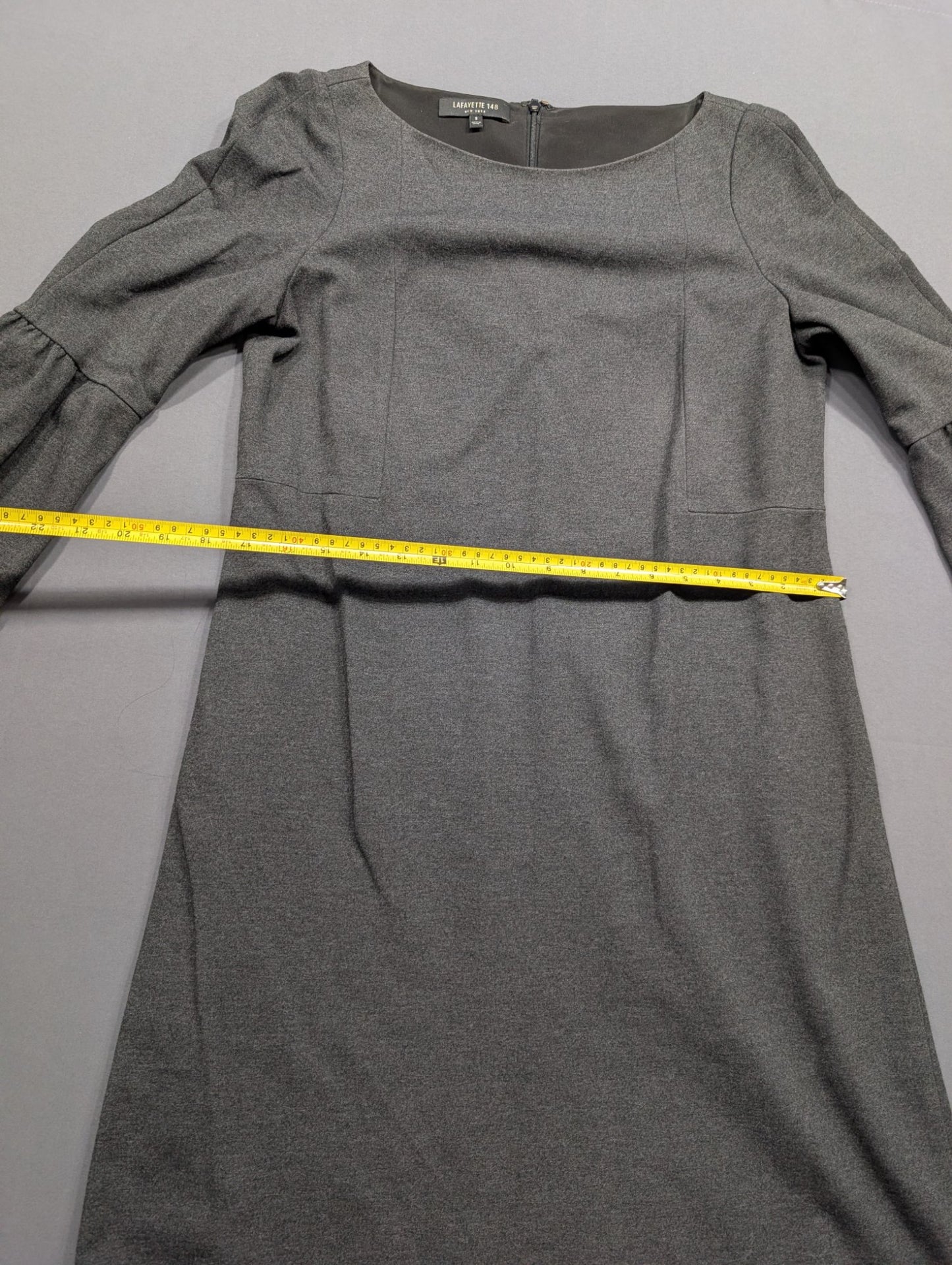 Lafayette 148 NY Gray Bell Sleeve Shift Dress Size S