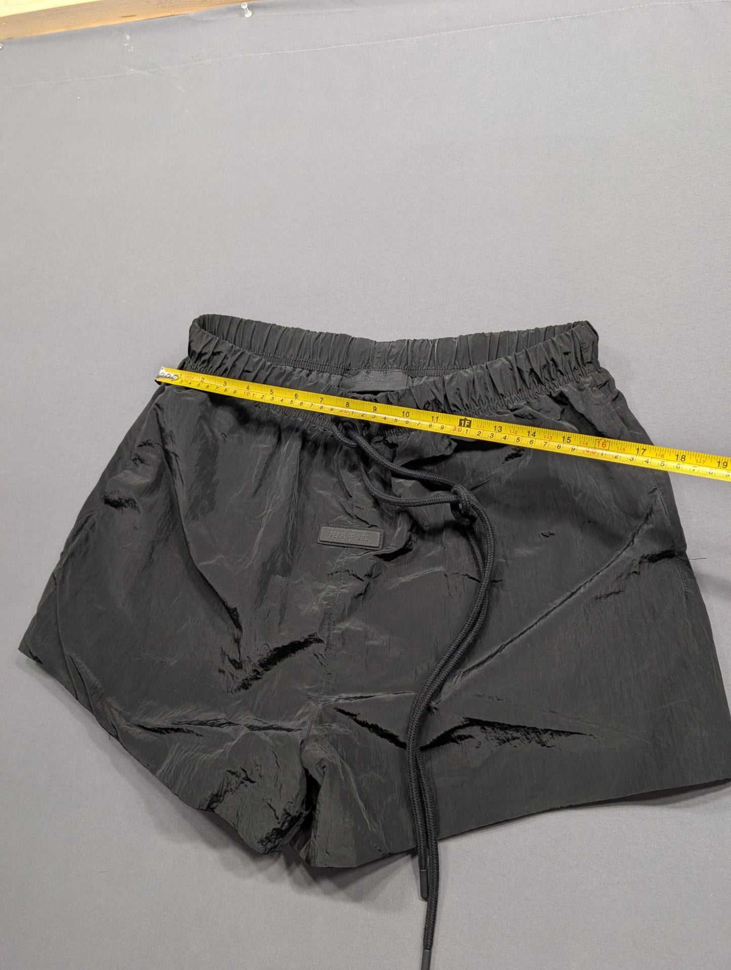 Fear of God Essentials Nylon Running Shorts Olive/Black Size M