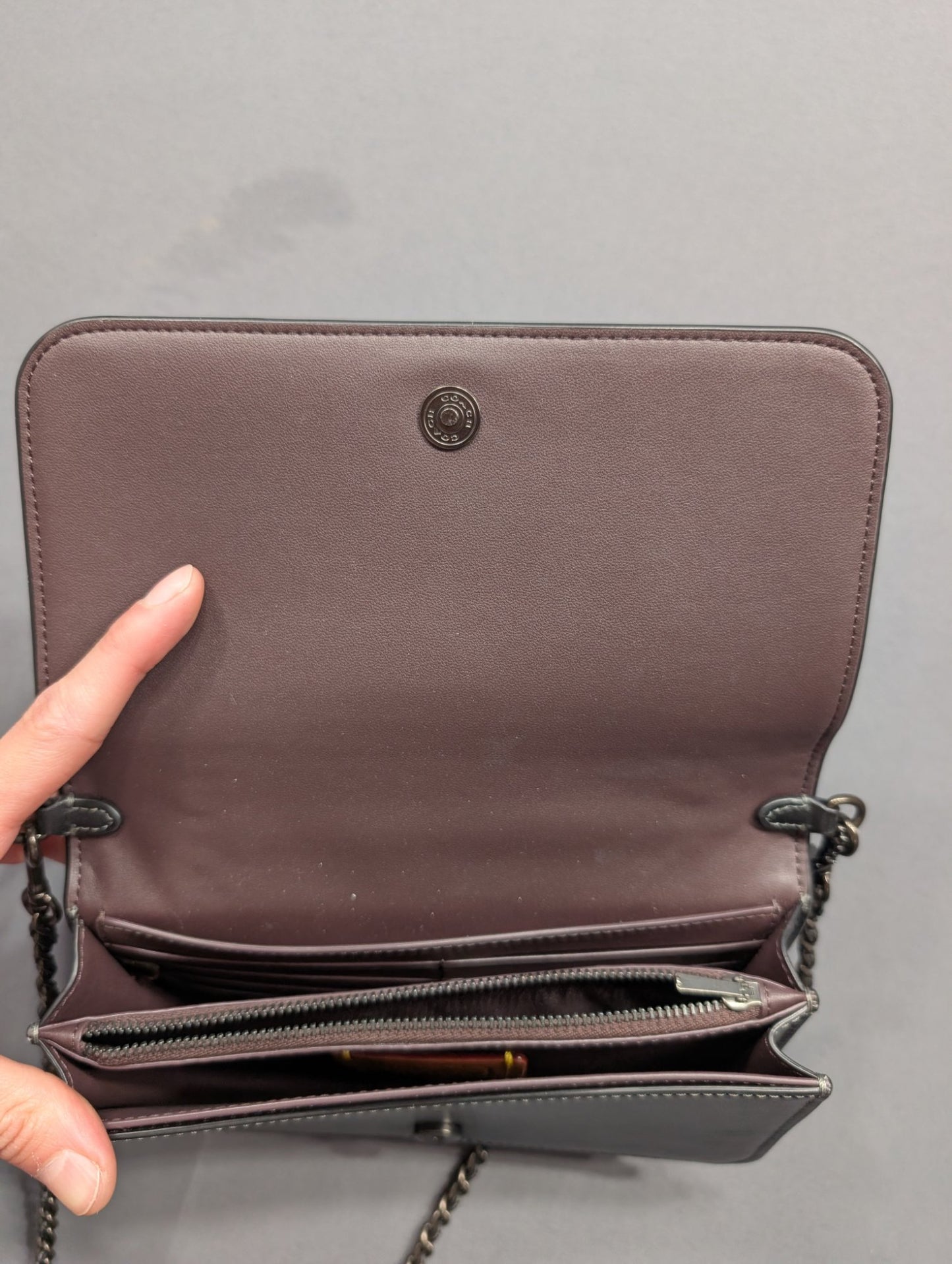Coach Bandit Wallet on Chain Black Leather Crossbody Bag