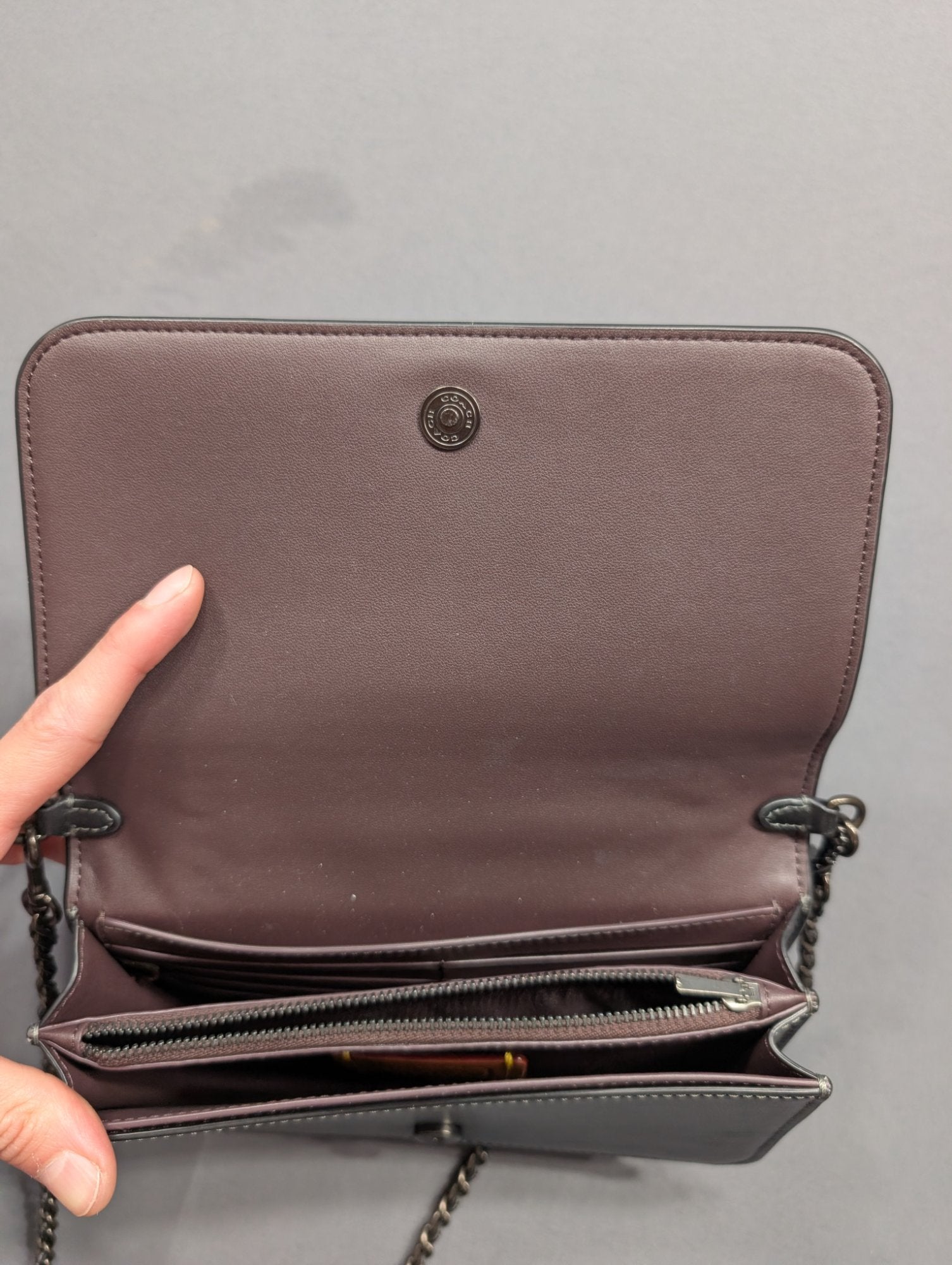 Coach Bandit Wallet on Chain Black Leather Crossbody Bag