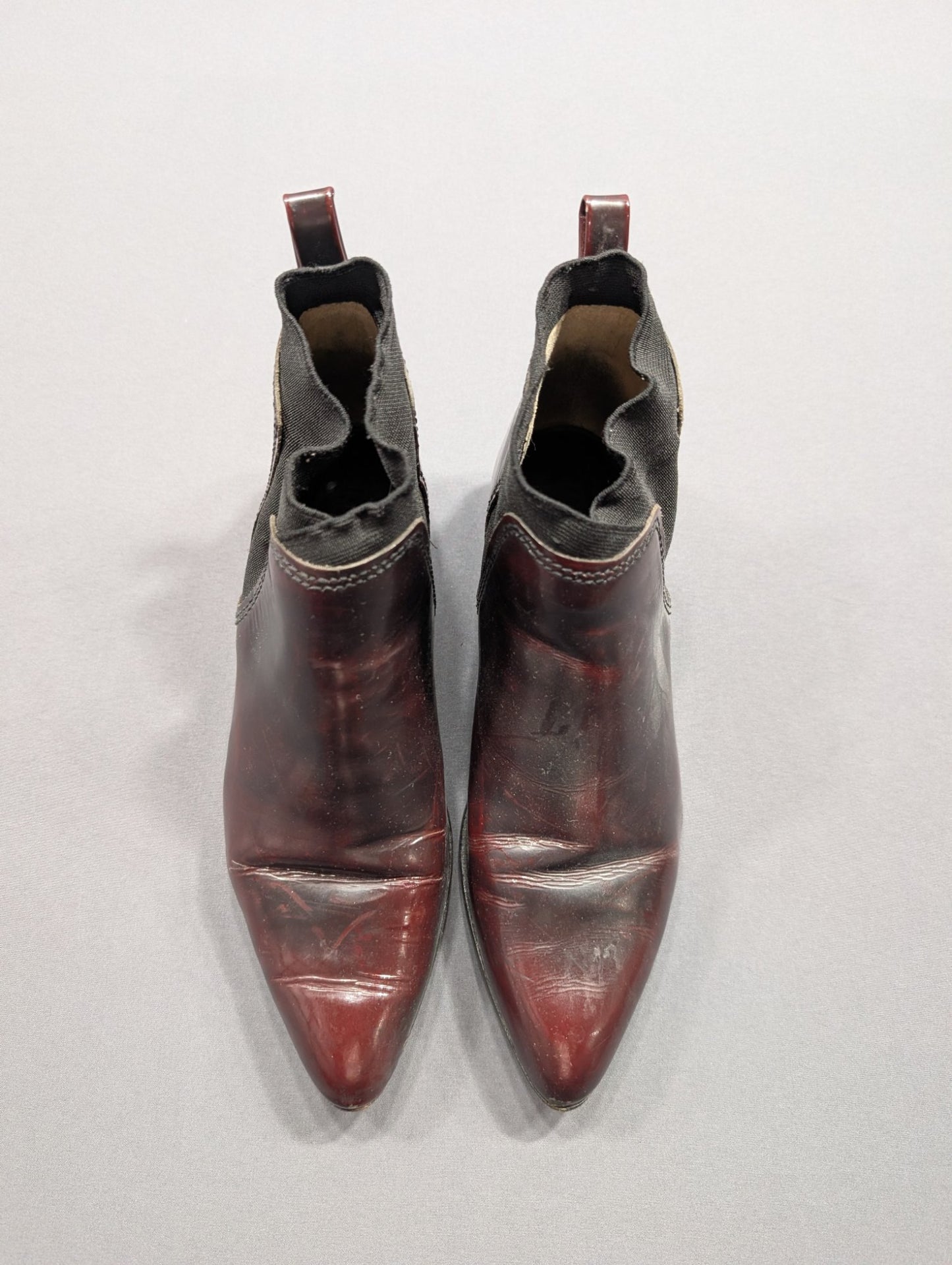 Ted Baker London Burgundy Leather Chelsea Ankle Boot Pointed Toe Sz 37