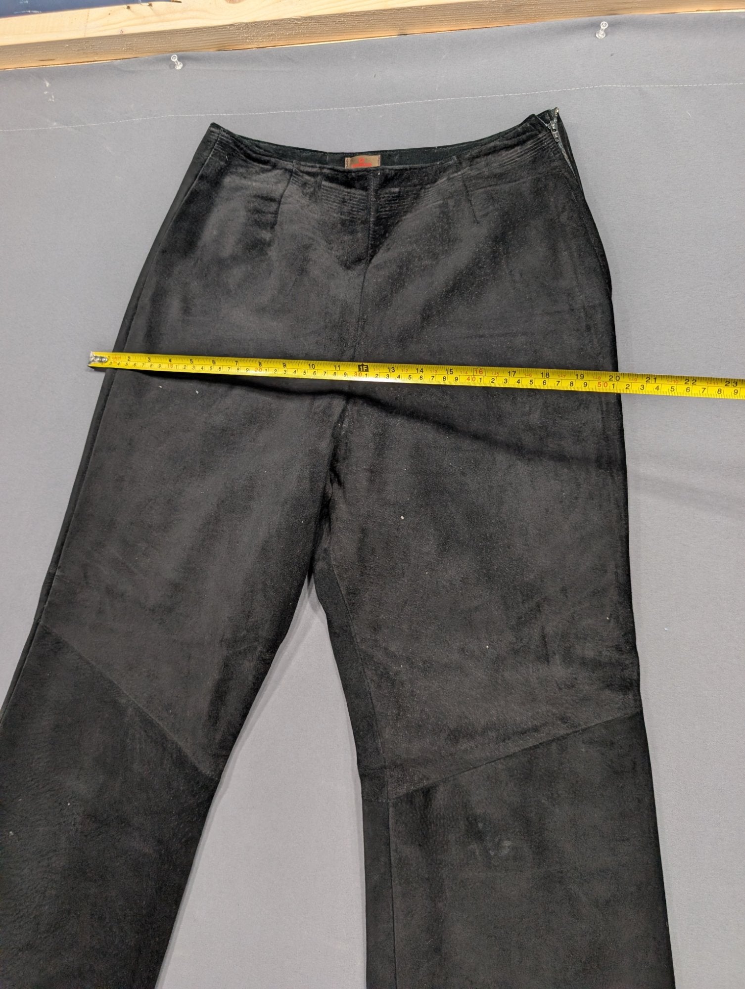 Black Suede Leather Flare Pants Women's ~40in Length ~20in Waist