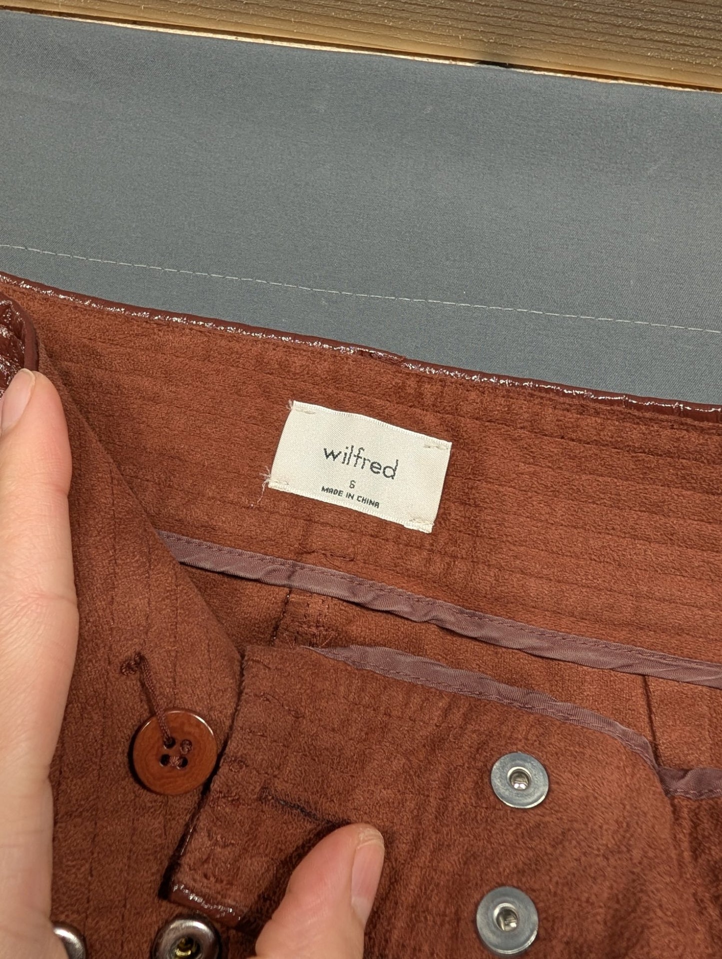Wilfred Faux Leather High-Rise Pants Brown Size S Vegan