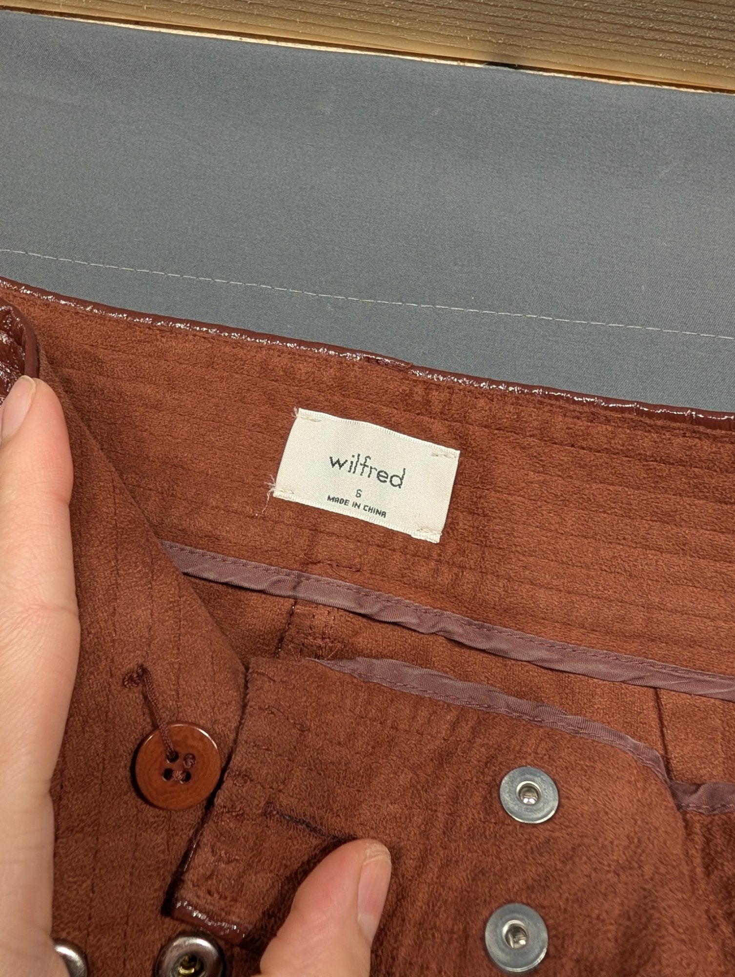 Wilfred Faux Leather High-Rise Pants Brown Size S Vegan