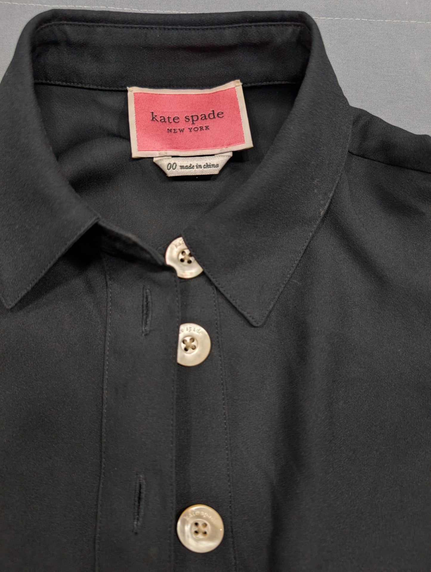 Kate Spade New York Black Button-Front Midi Shirtdress Size 00