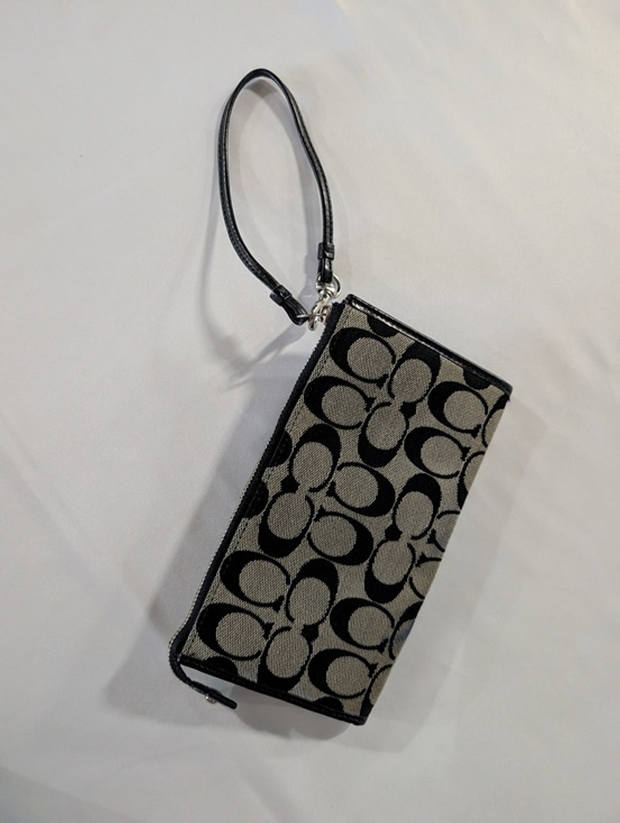 Coach Signature Canvas and Leather Wristlet Wallet