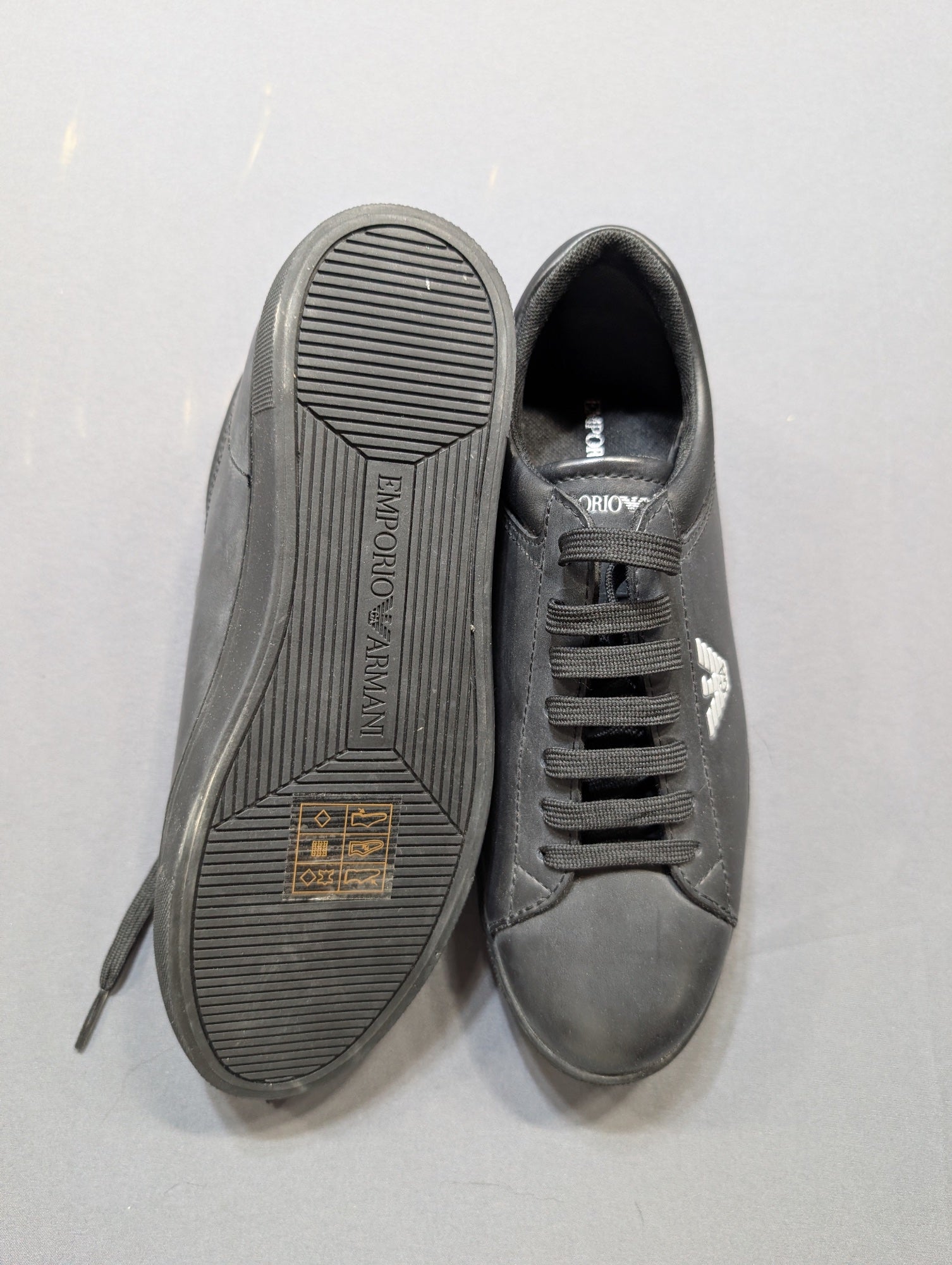 Emporio Armani Women's Black Sneakers Lace-Up Low Top EU 36 US 5.5
