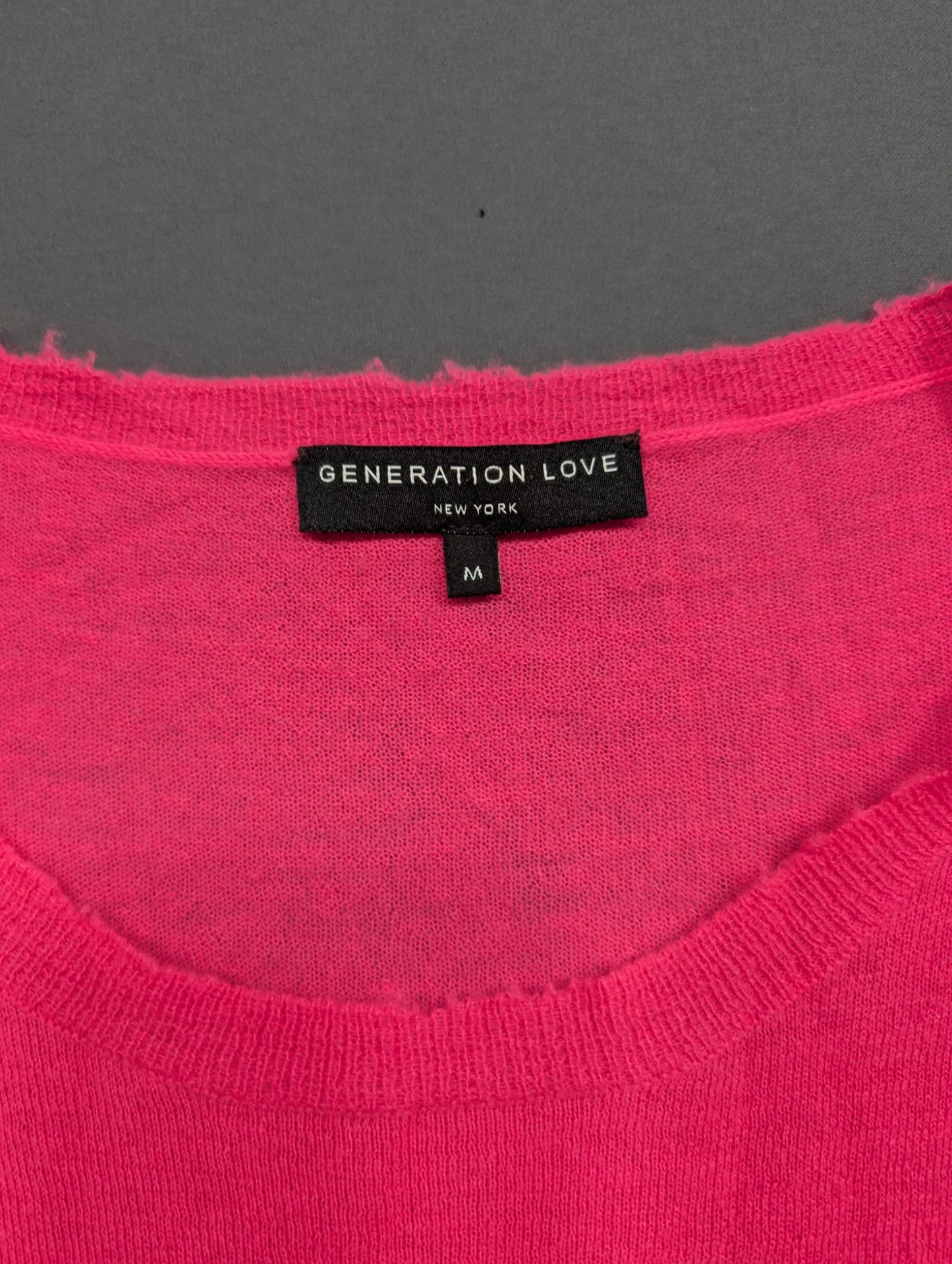 Generation Love NY Women's Pink LOVE Knit Long Sleeve Top M