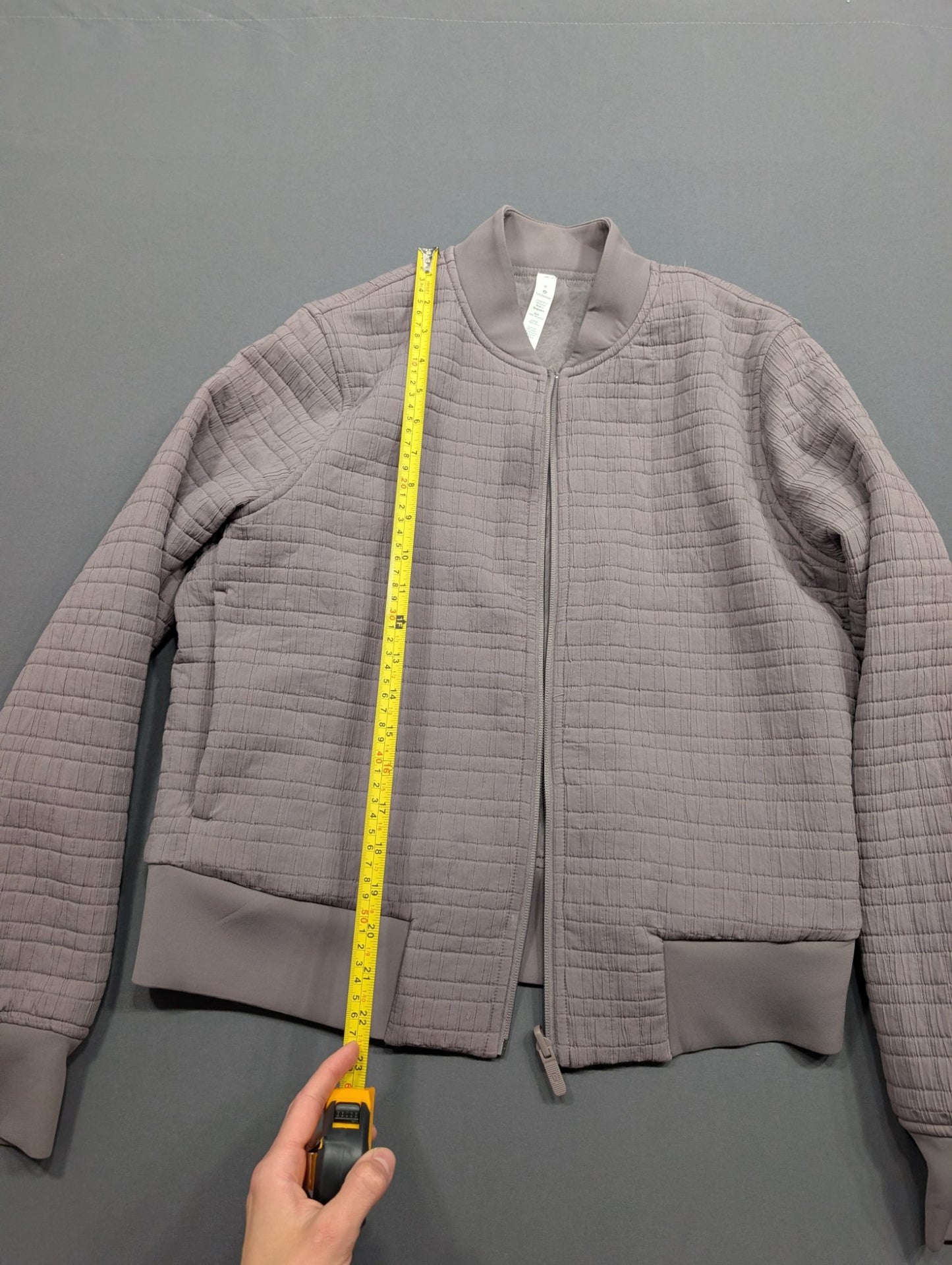 Lululemon Quilted Bomber Jacket Grey Size 8 Zip-Up Women