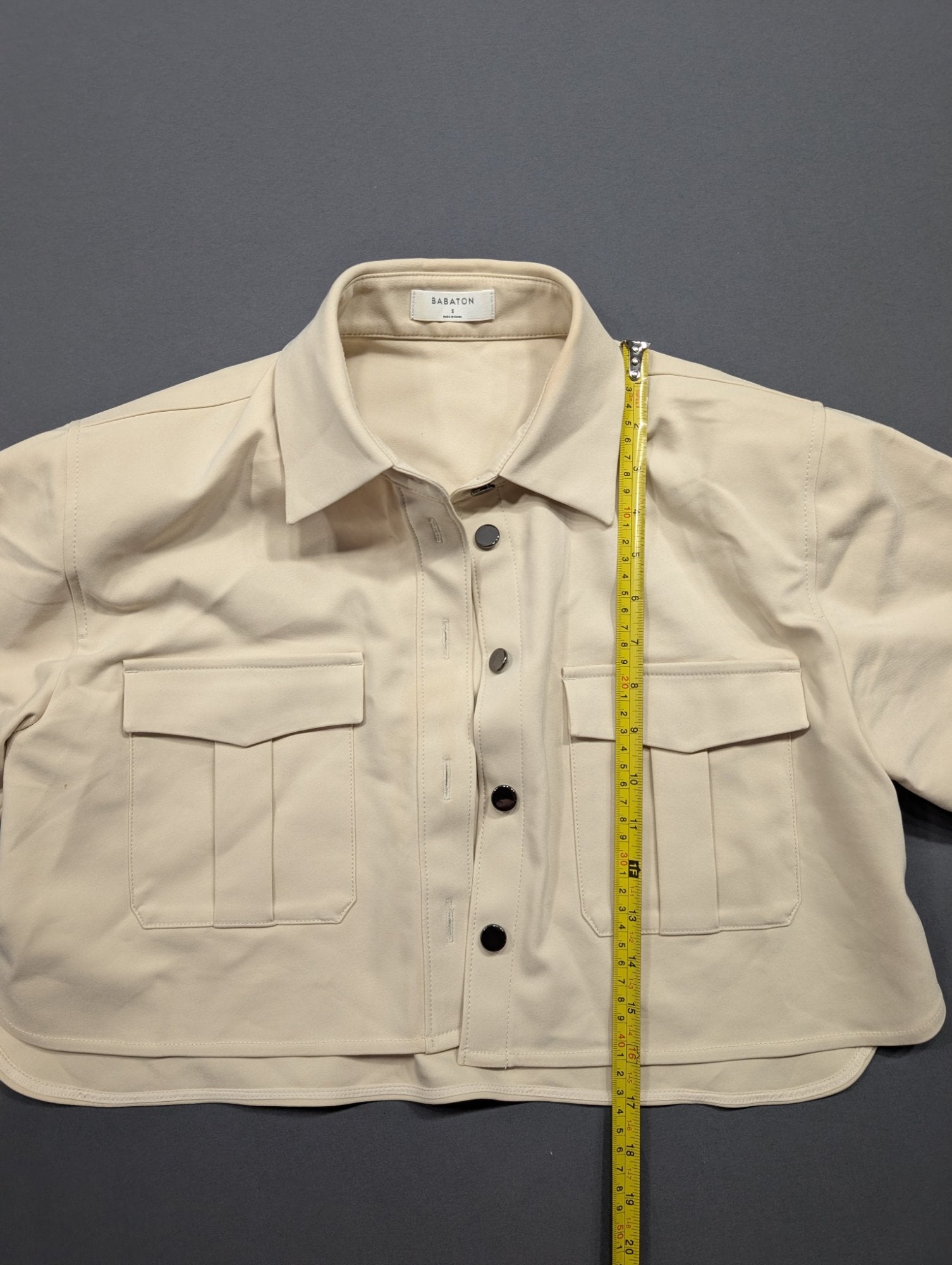 Babaton Cropped Utility Shirt Jacket Size S Beige Button-Up