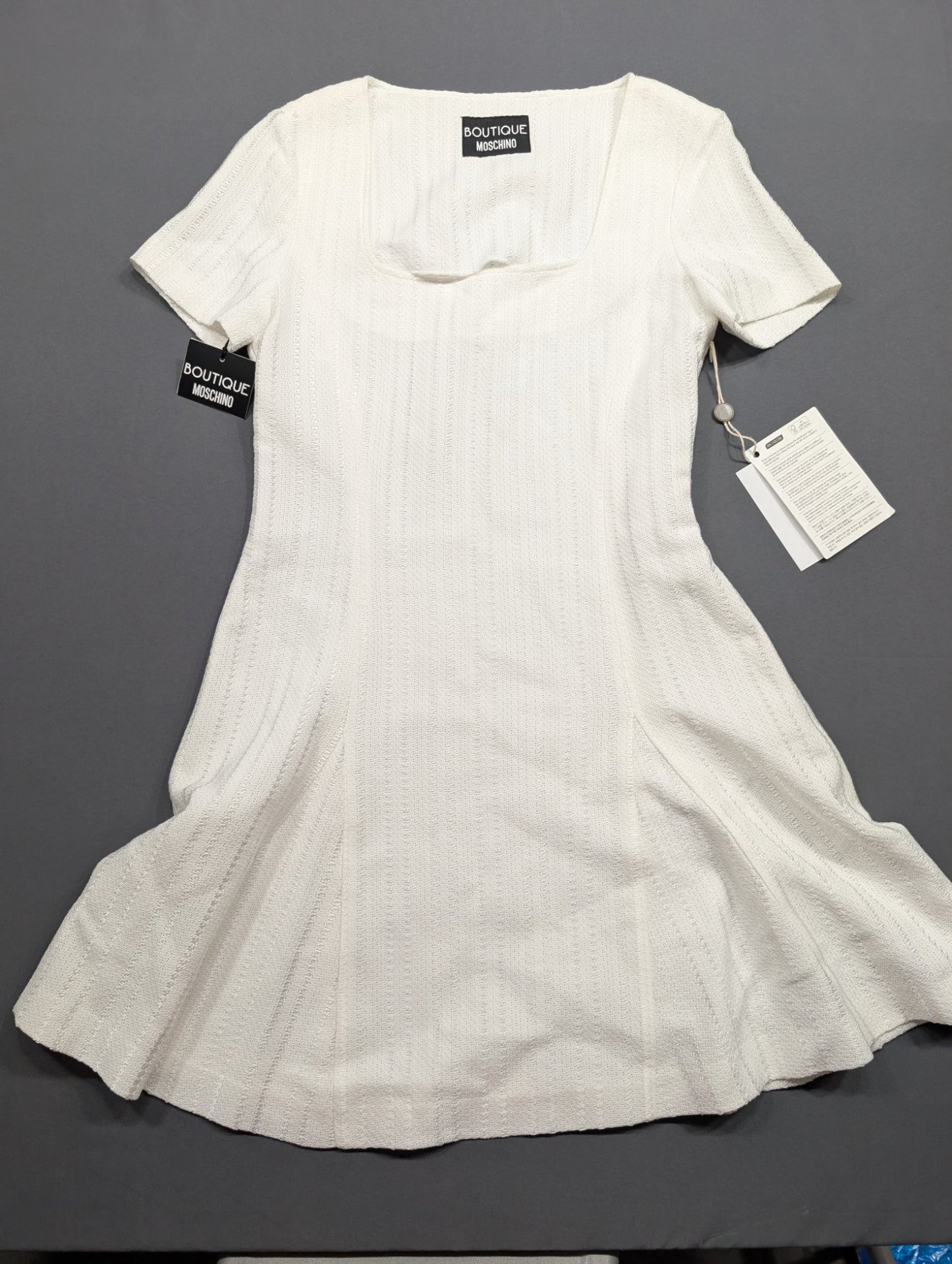 Boutique Moschino White Knit Mini Dress Size 44 IT / 8 US NWT
