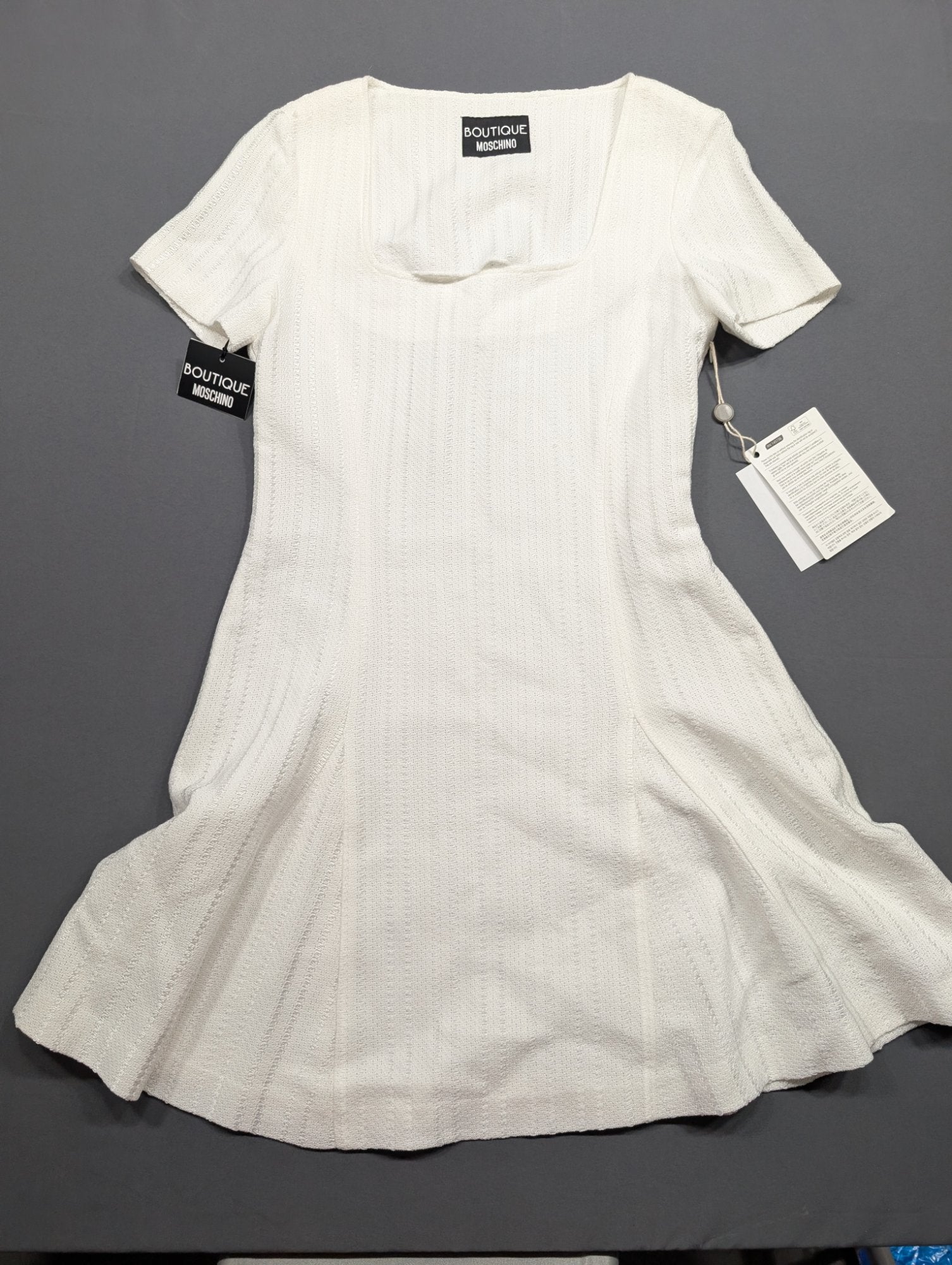 Boutique Moschino White Knit Mini Dress Size 44 IT / 8 US NWT