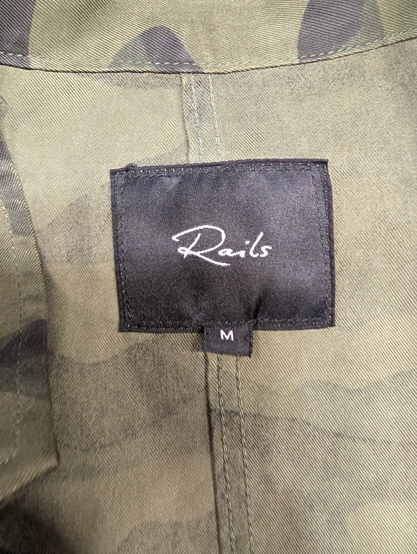 Rails Camo Cropped Military Jacket Women's Size M Green Button-Up